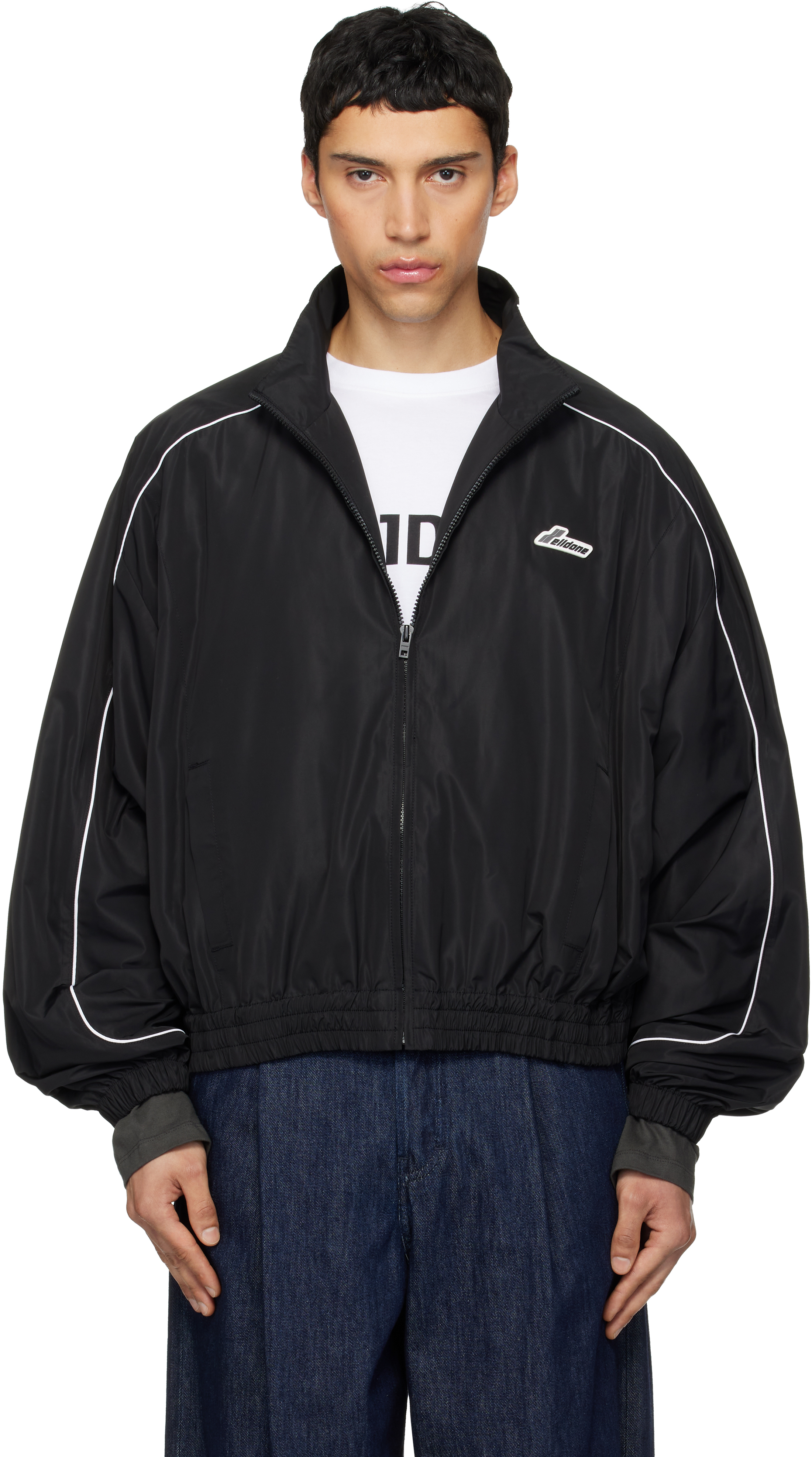 WE11DONE ウェルダン ジャケット M 黒 オーバーサイズLL Black 'WE11DONE' Layered Track Jacket by We11done on Sale