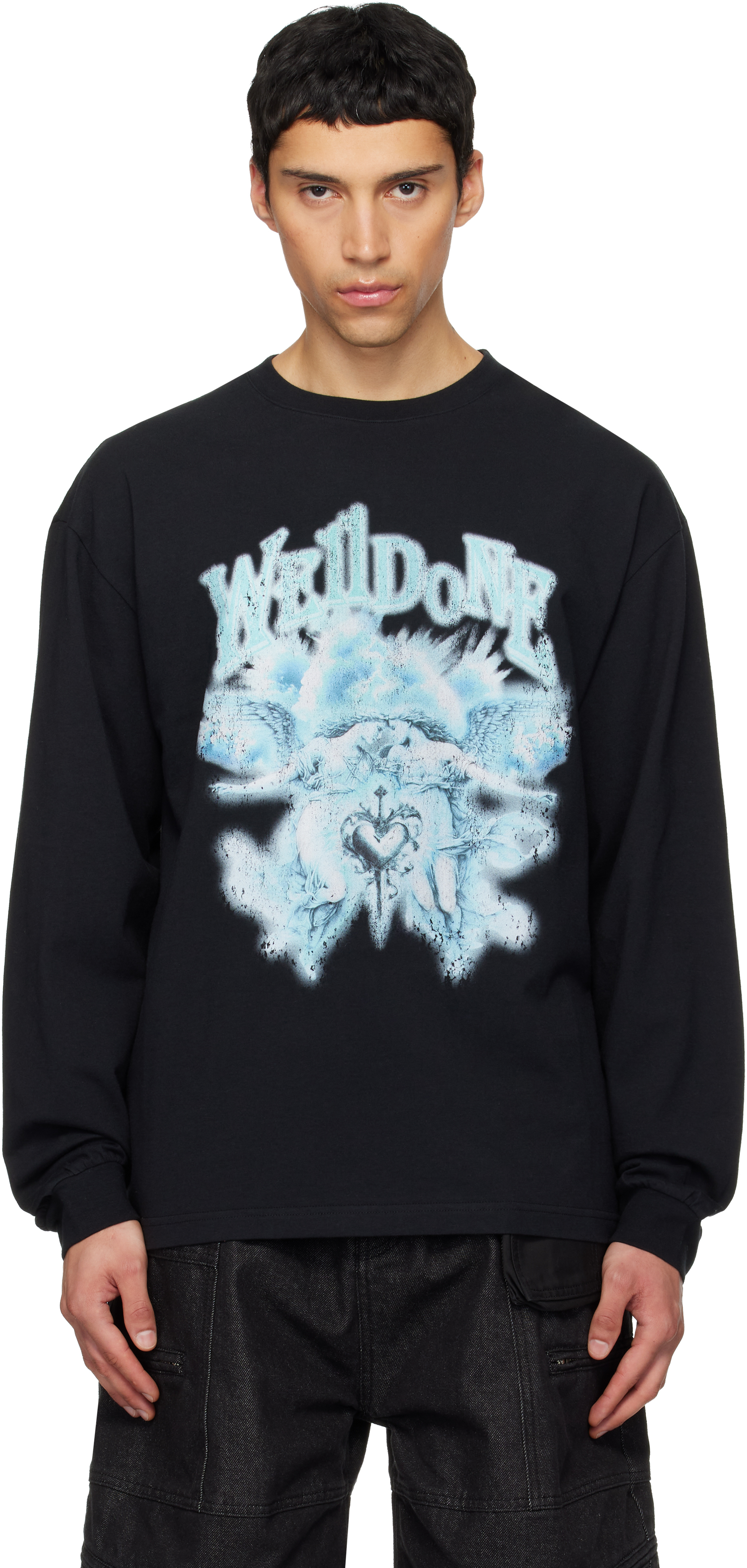We11doneのブラック Angel Rock 長袖Tシャツがセール中