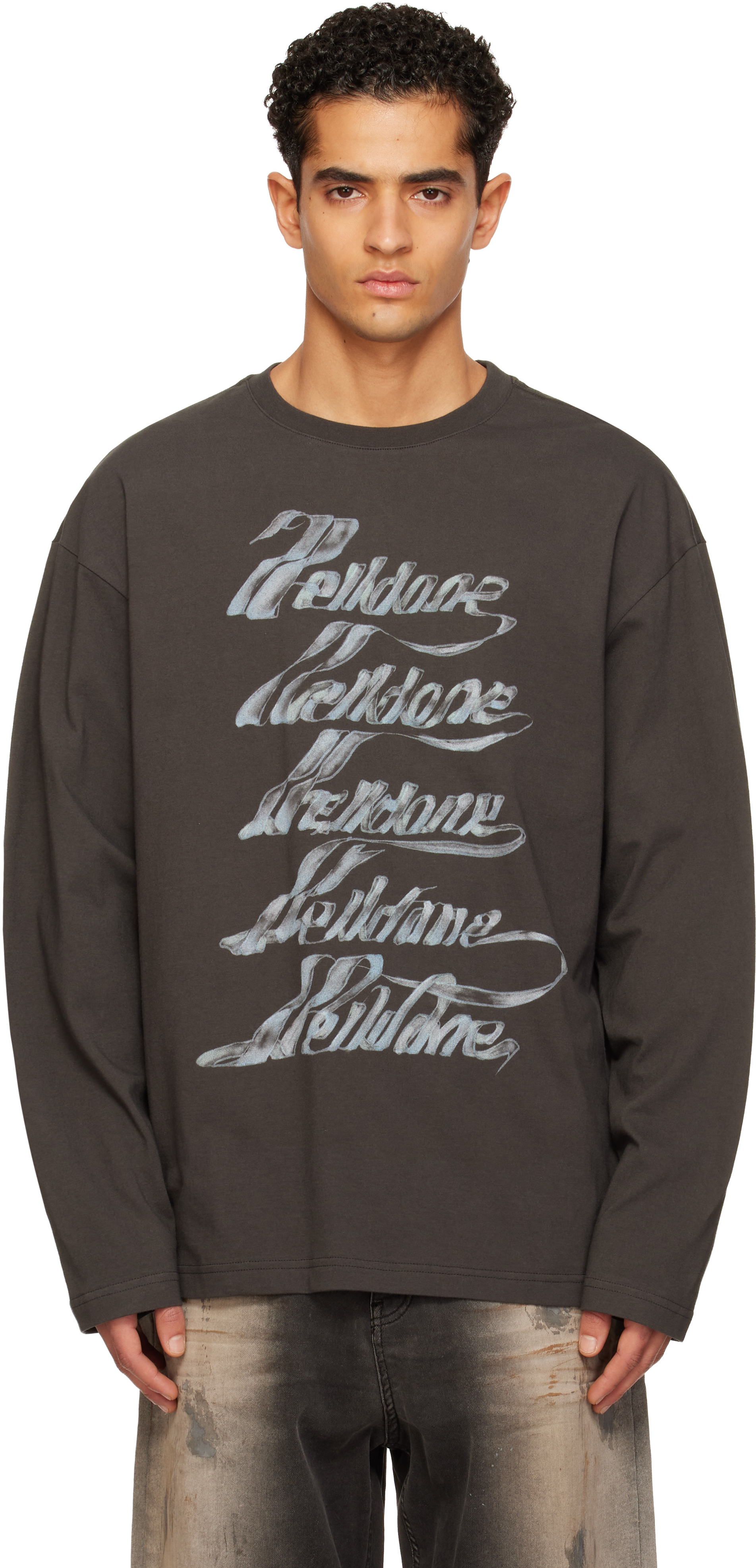 Gray Se11done Multi-Logo Long Sleeve T-shirt by We11done on Sale