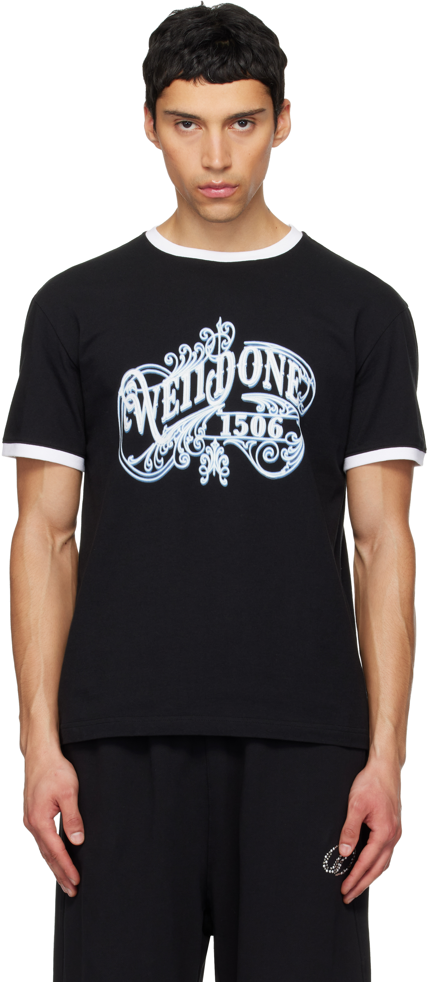 T-shirt WE11DONE Homme Noir Coton - Taille XS - Logo Imprimé