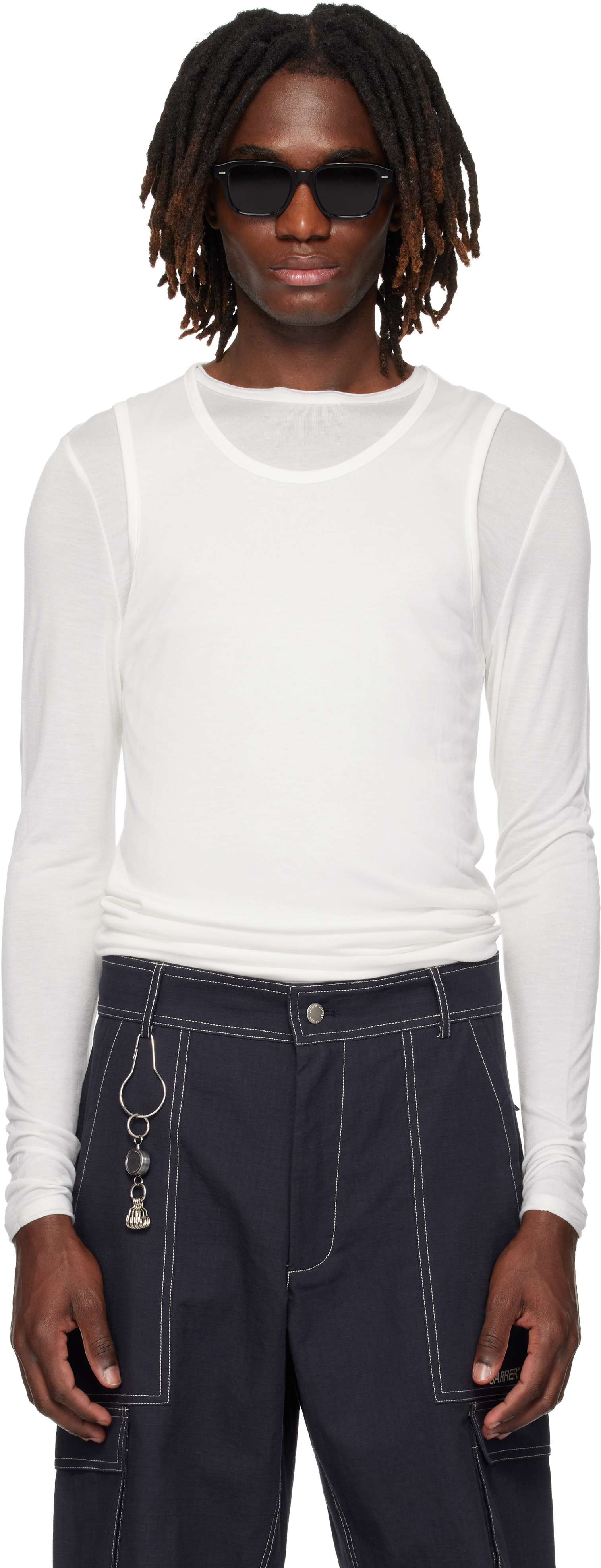 White Doria Double Layer T-shirt Set by CARRER on Sale