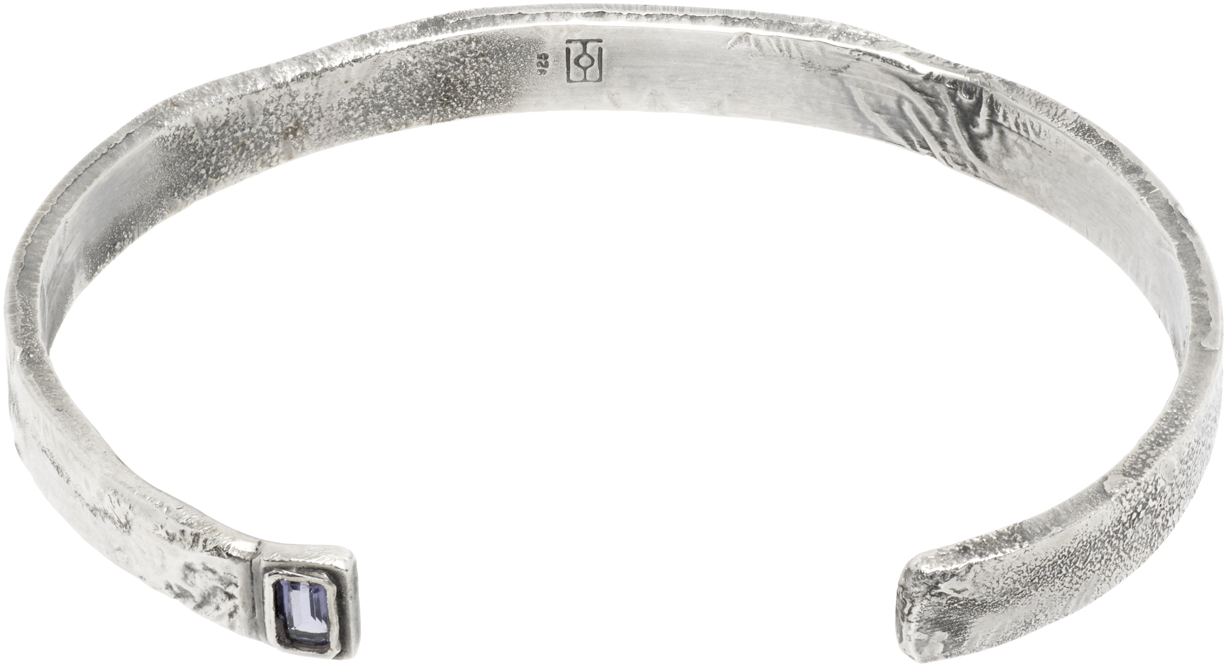 title of work Solid Square Garnet Cuff Bracelet