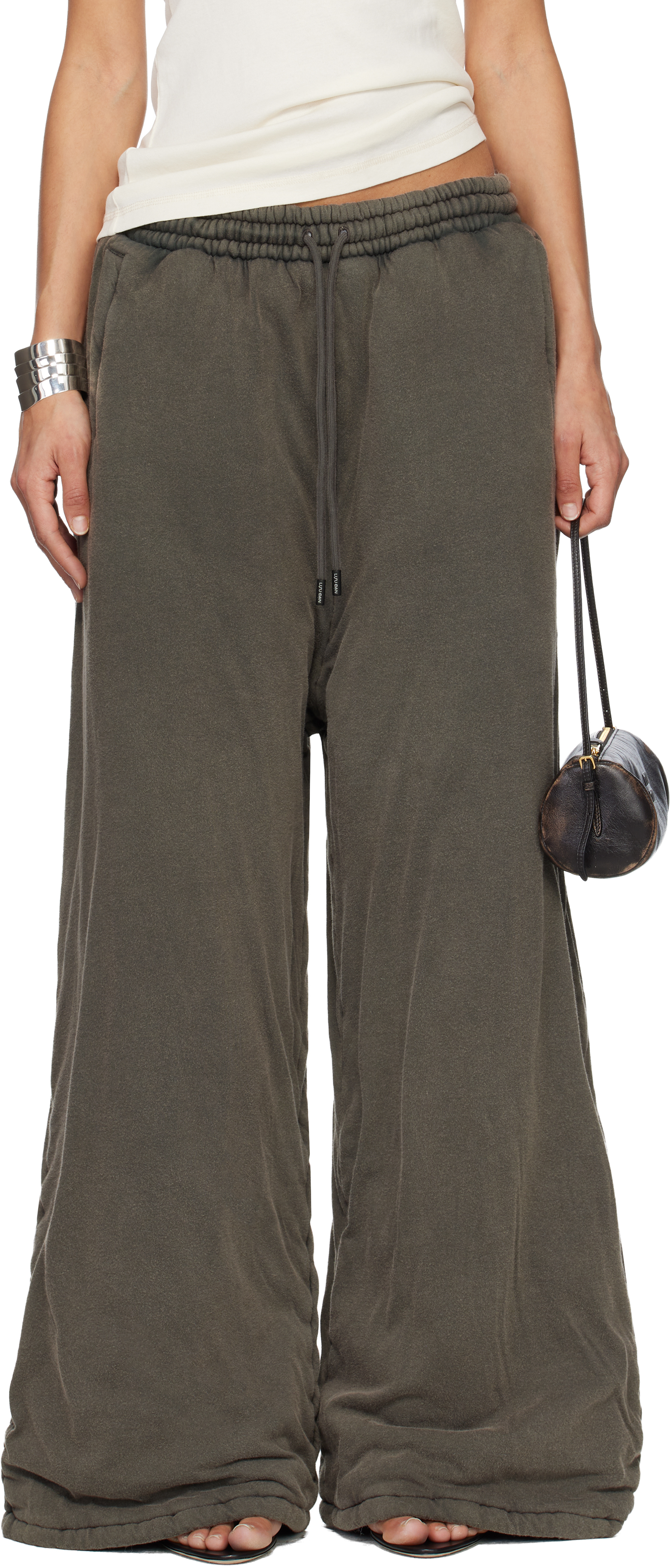 LU'U DAN Gray Wadded Bontans Sweatpants