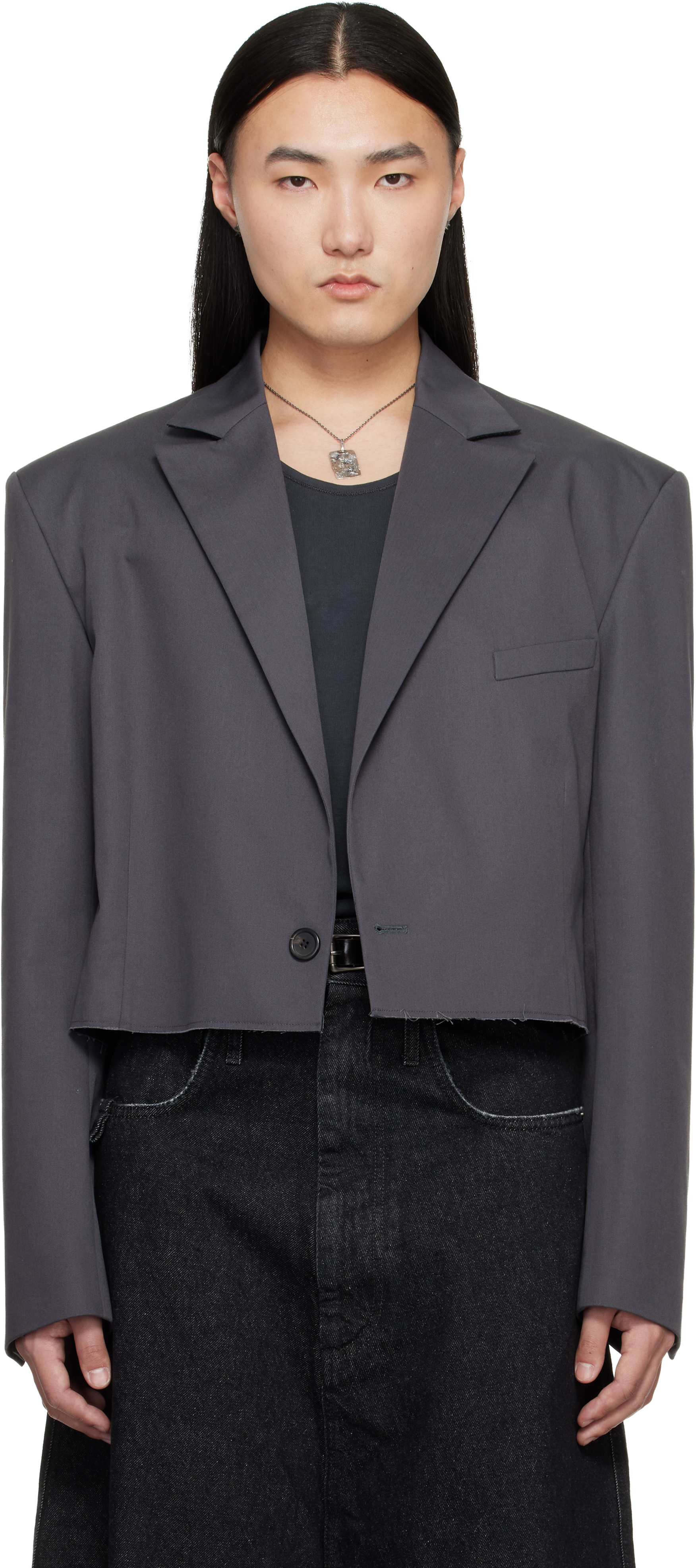 LU'U DAN Gray Slashed Blazer
