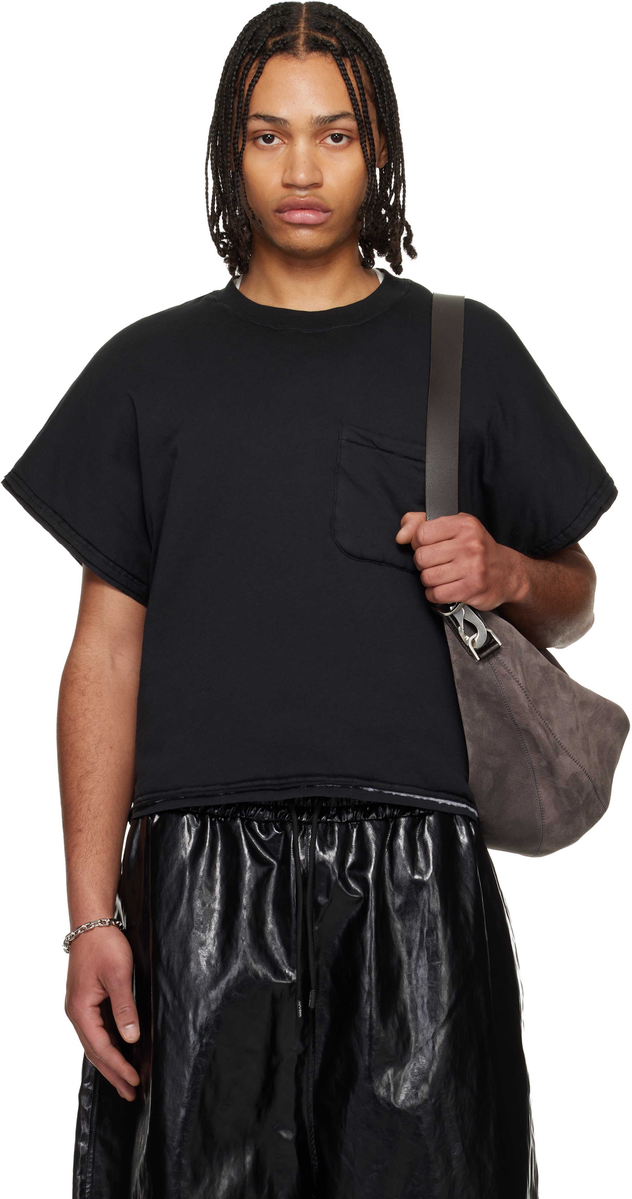 LU'U DAN: Black Wadded Pocket T-shirt | SSENSE