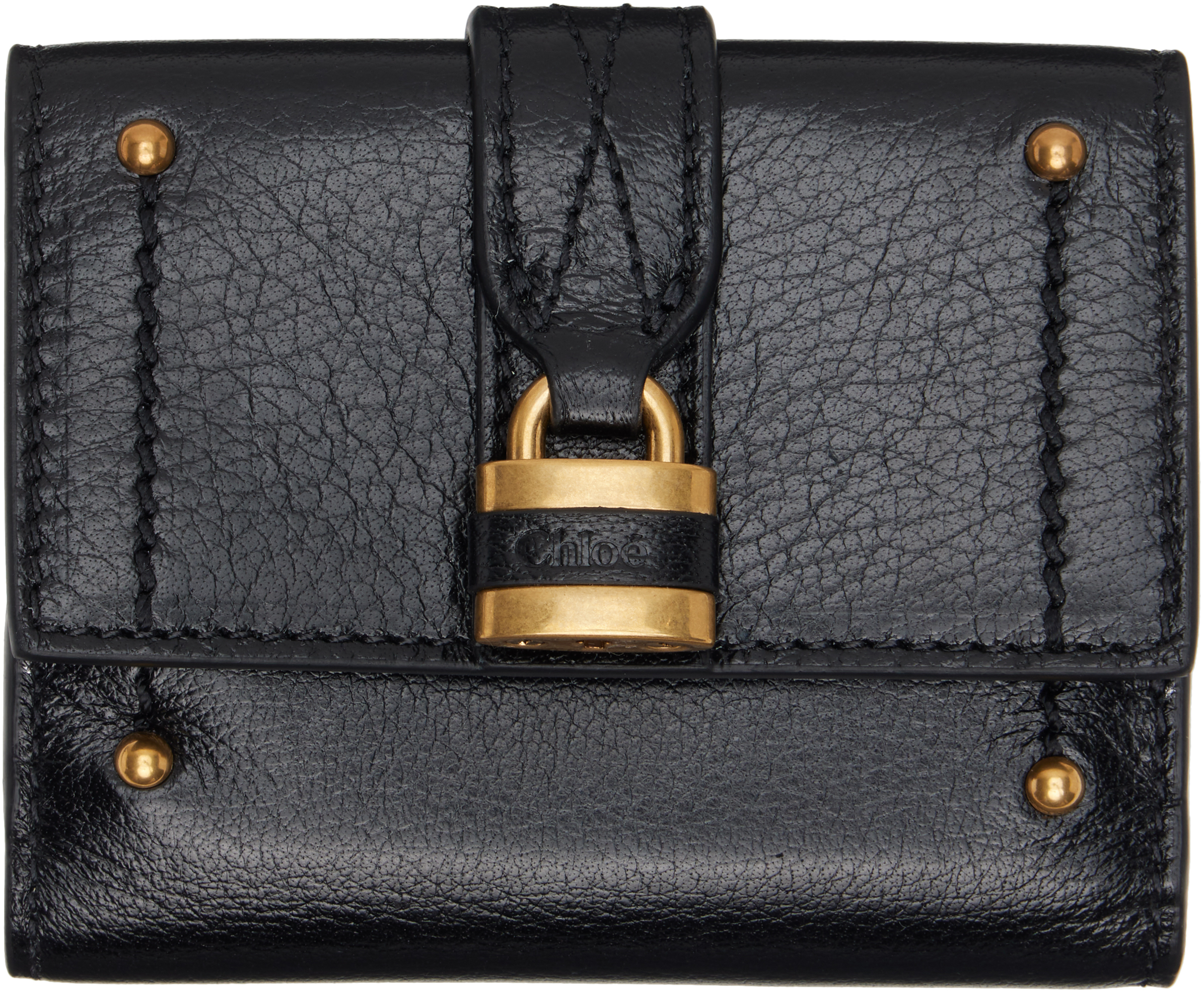 Chloé Paddington Black Leather Compact Wallet Lock No Key