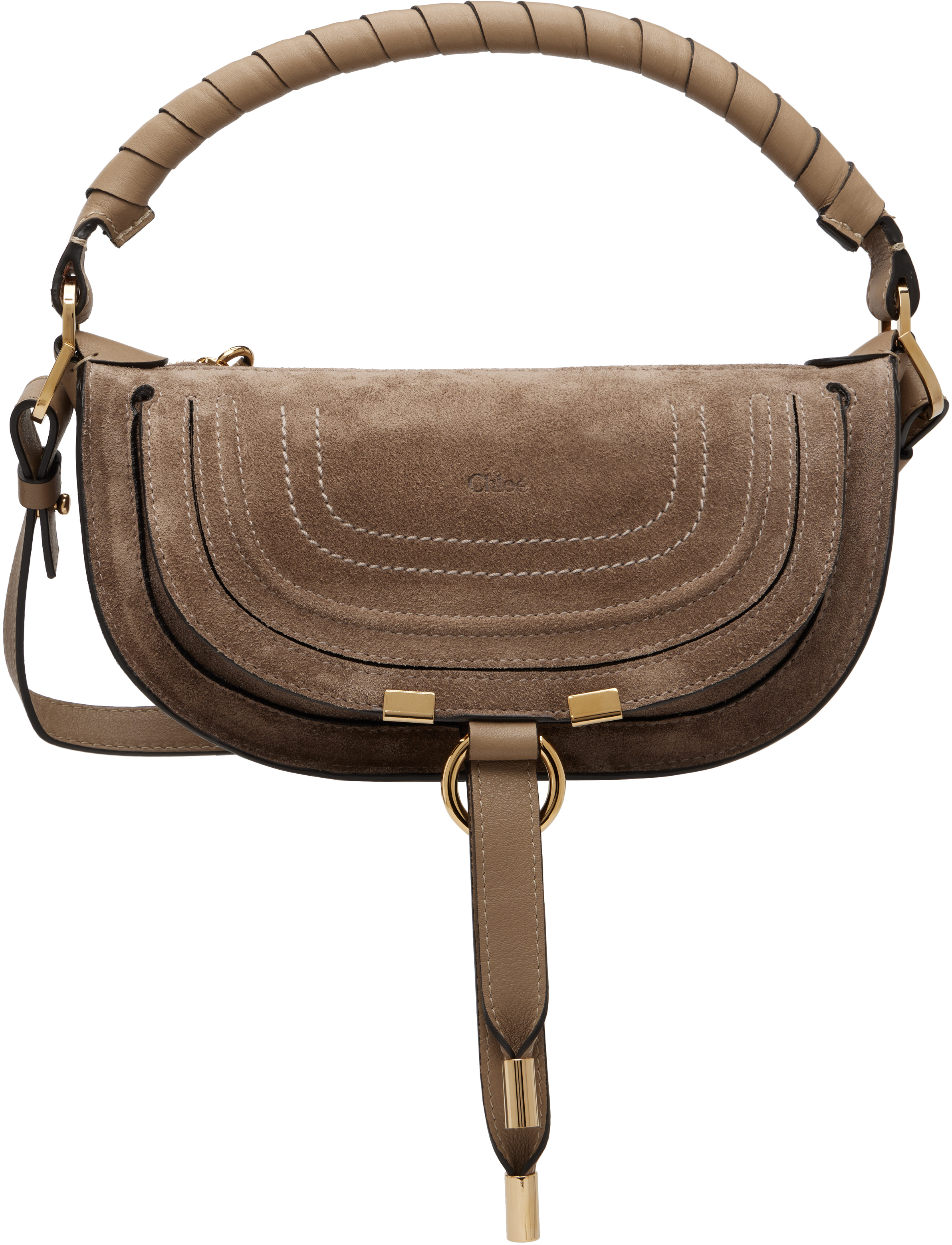 Chloé Marcie クロエ マーシー ショルダーバッグ レザー スエード Chloé: トープ ミニ Marcie スエードレザー ショルダーバッグ | SSENSE
