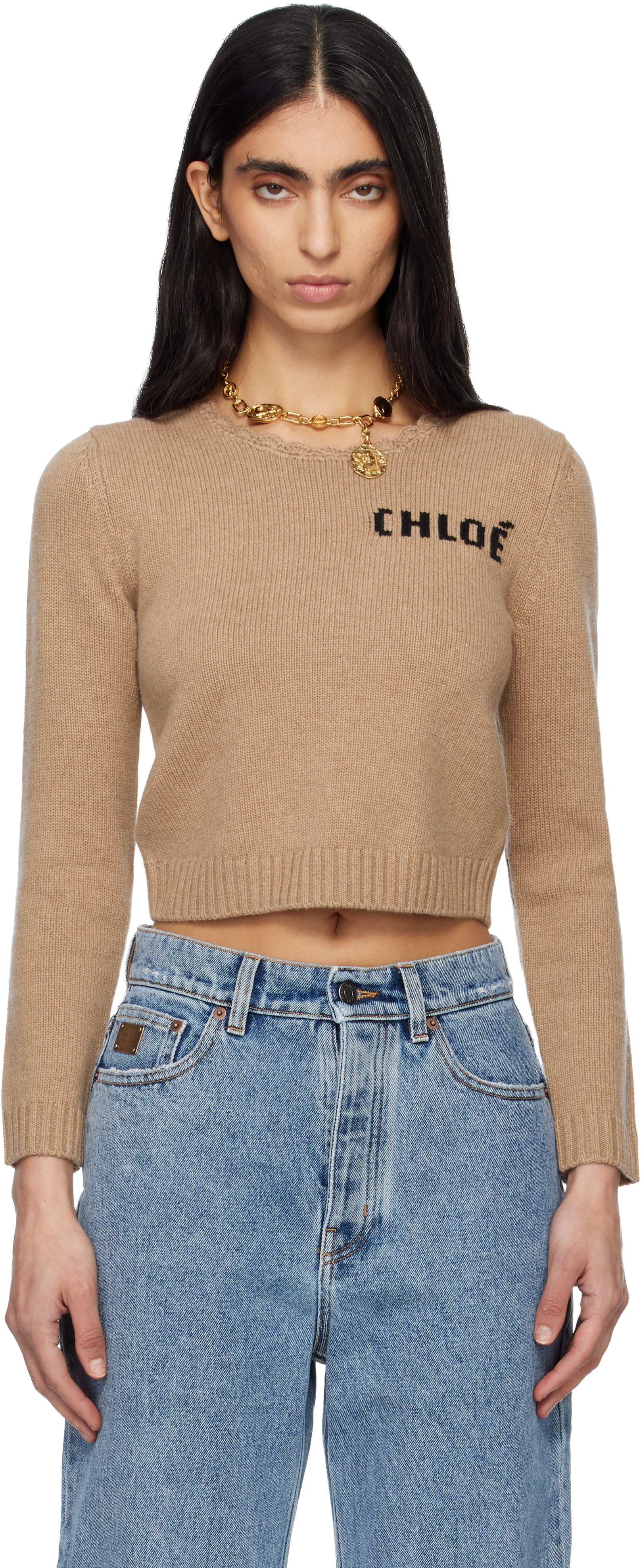 Chloé Brown Chunky Wool Knit Sweater