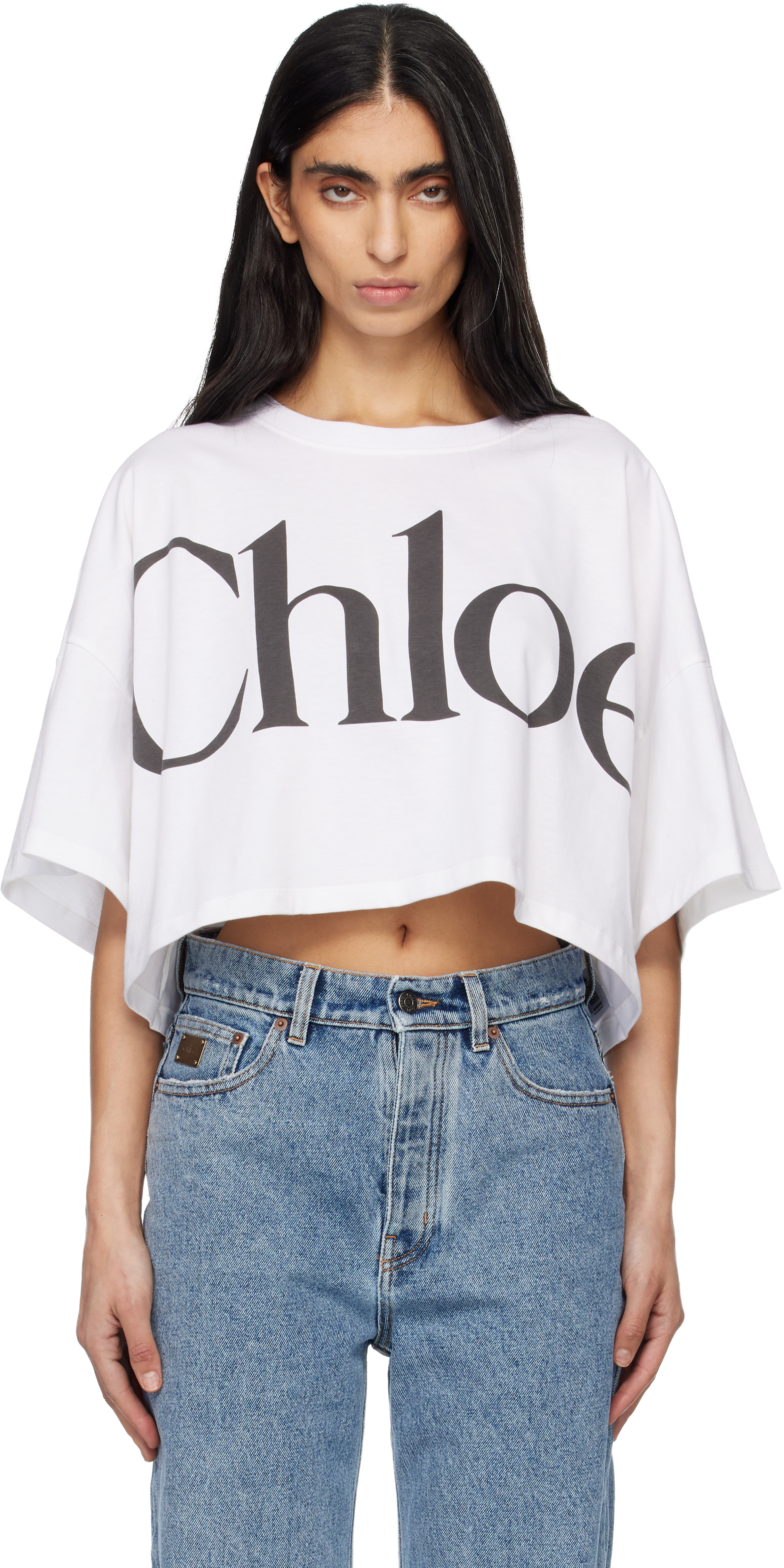 Chloé: White Logo T-shirt | SSENSE