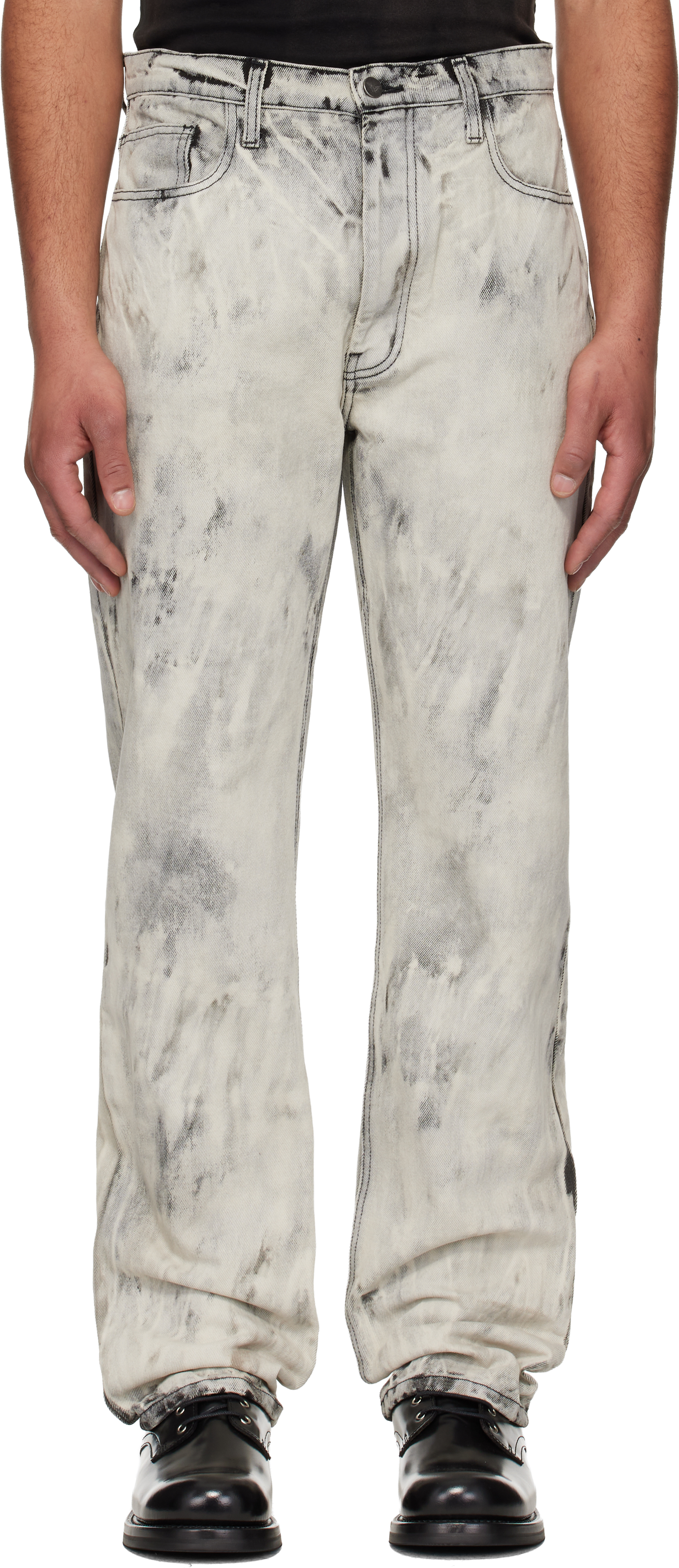 Gray Bleach Straight Leg Jeans