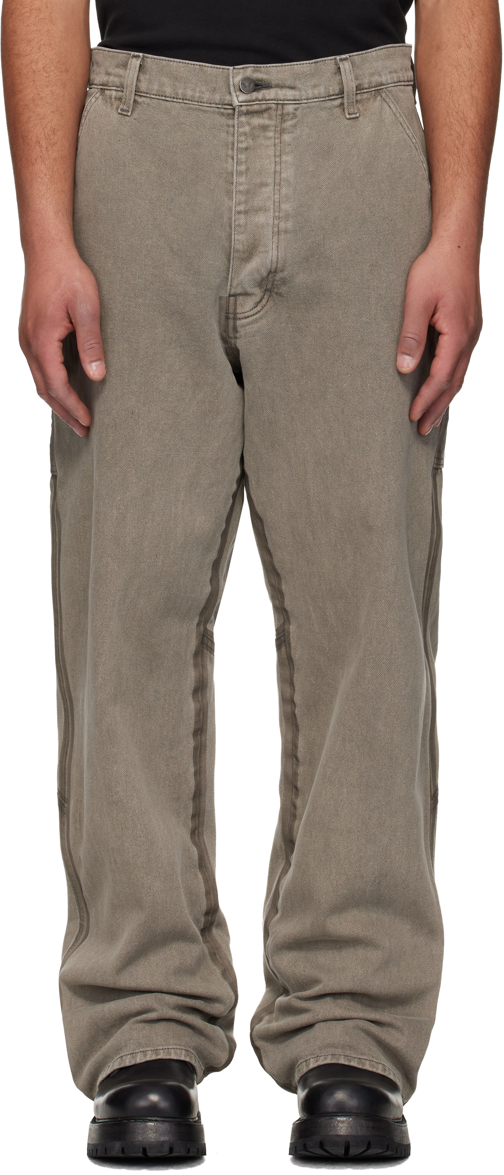 ALEXANDER DIGENOVA: Gray Underground Taped Seam Trousers | SSENSE