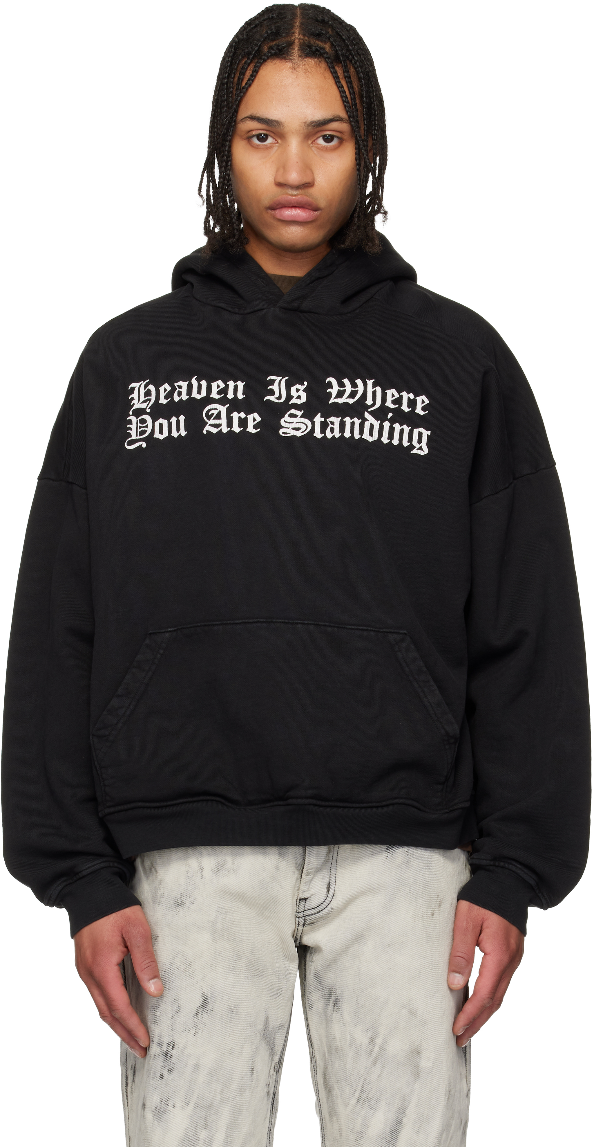 Angelnumber555 Heaven sweatshirt シズニルック ALEXANDER DIGENOVA: Black 'Heaven is Where' Hoodie | SSENSE 日本