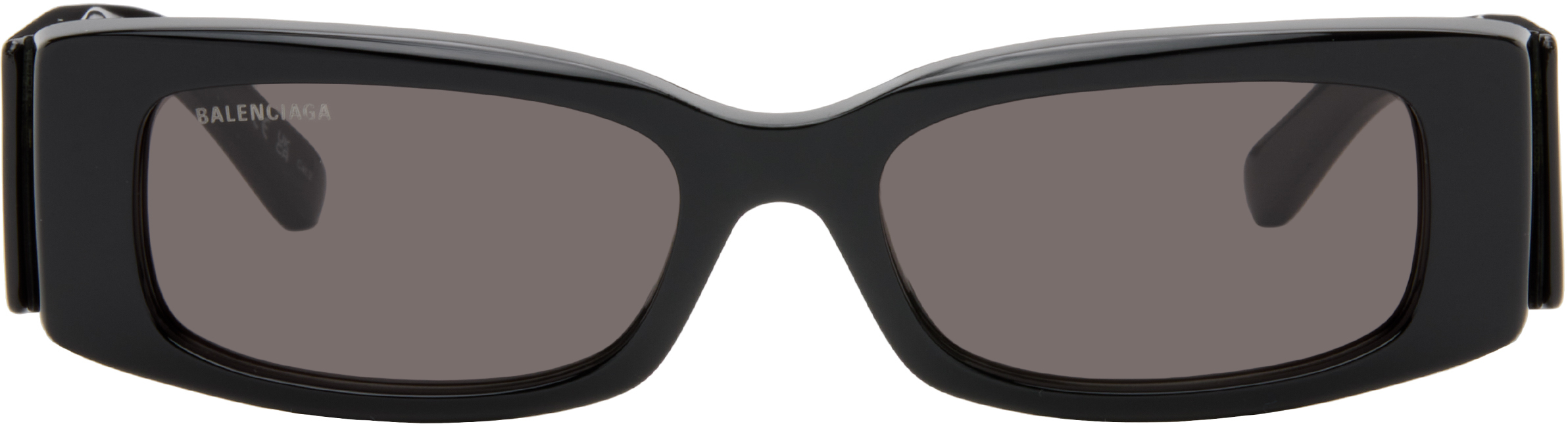 Black Rectangular Sunglasses by Balenciaga on Sale