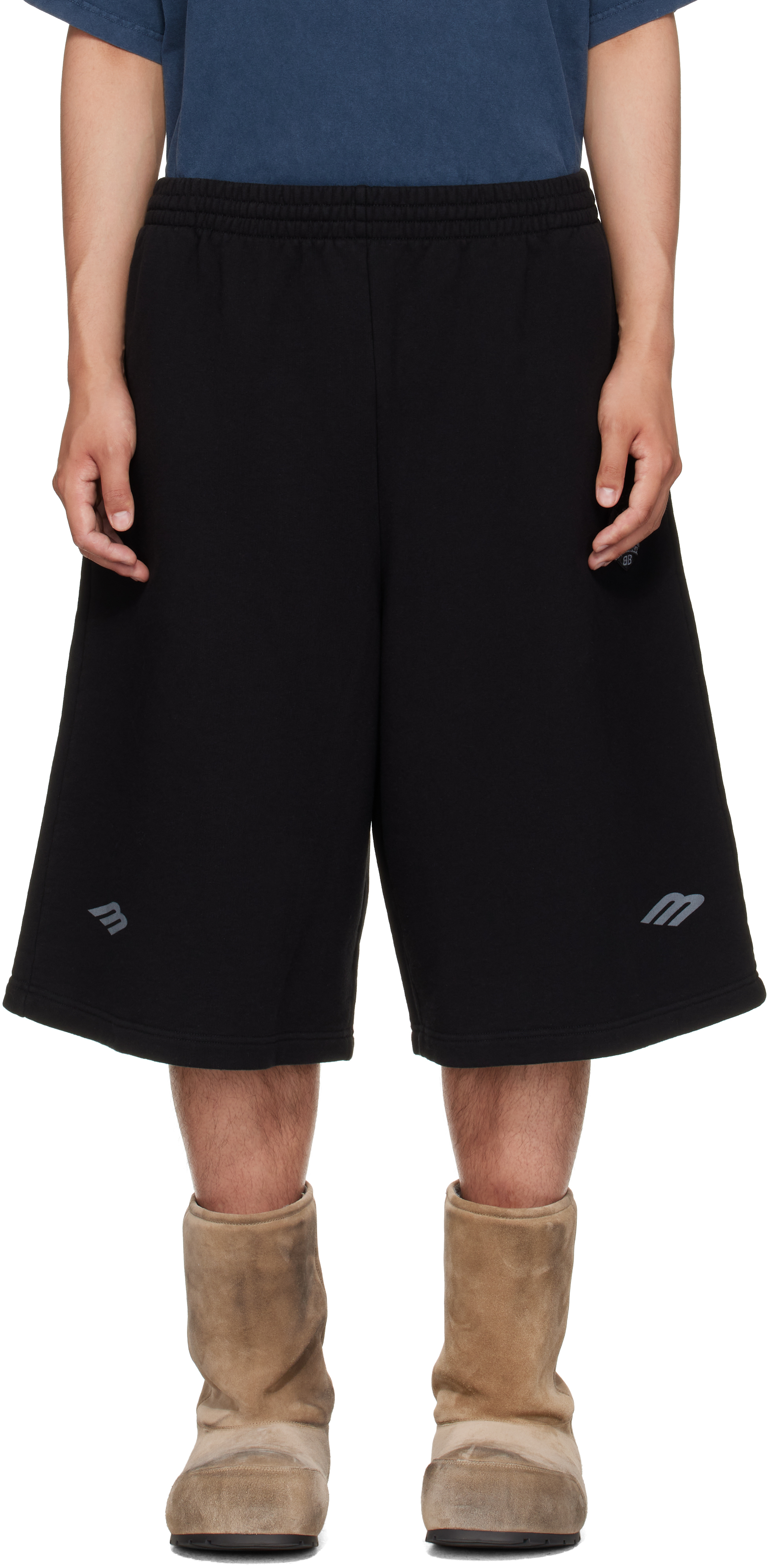 Balenciaga: ブラック 3B Football ショートパンツ | SSENSE 日本