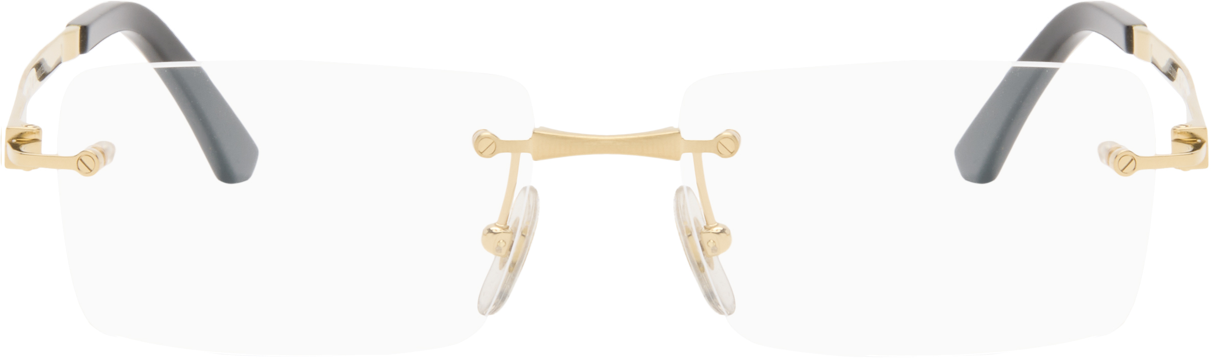 Cartier Gold 'Santos de Cartier' Rectangular Titanium Glasses