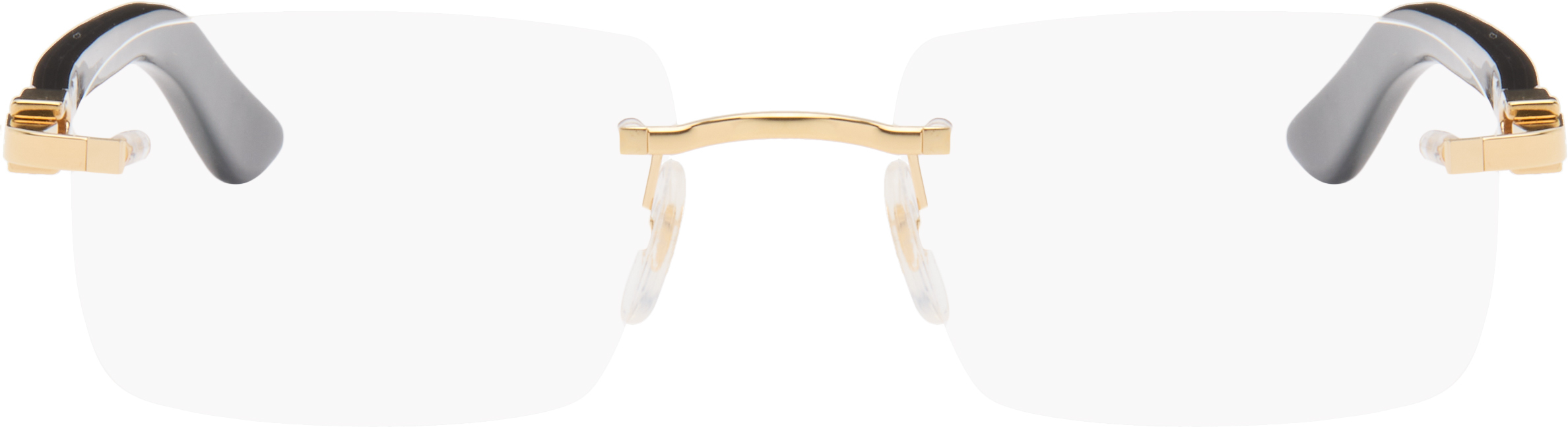 Cartier Gold & Black Elongated 'C de Cartier' Glasses