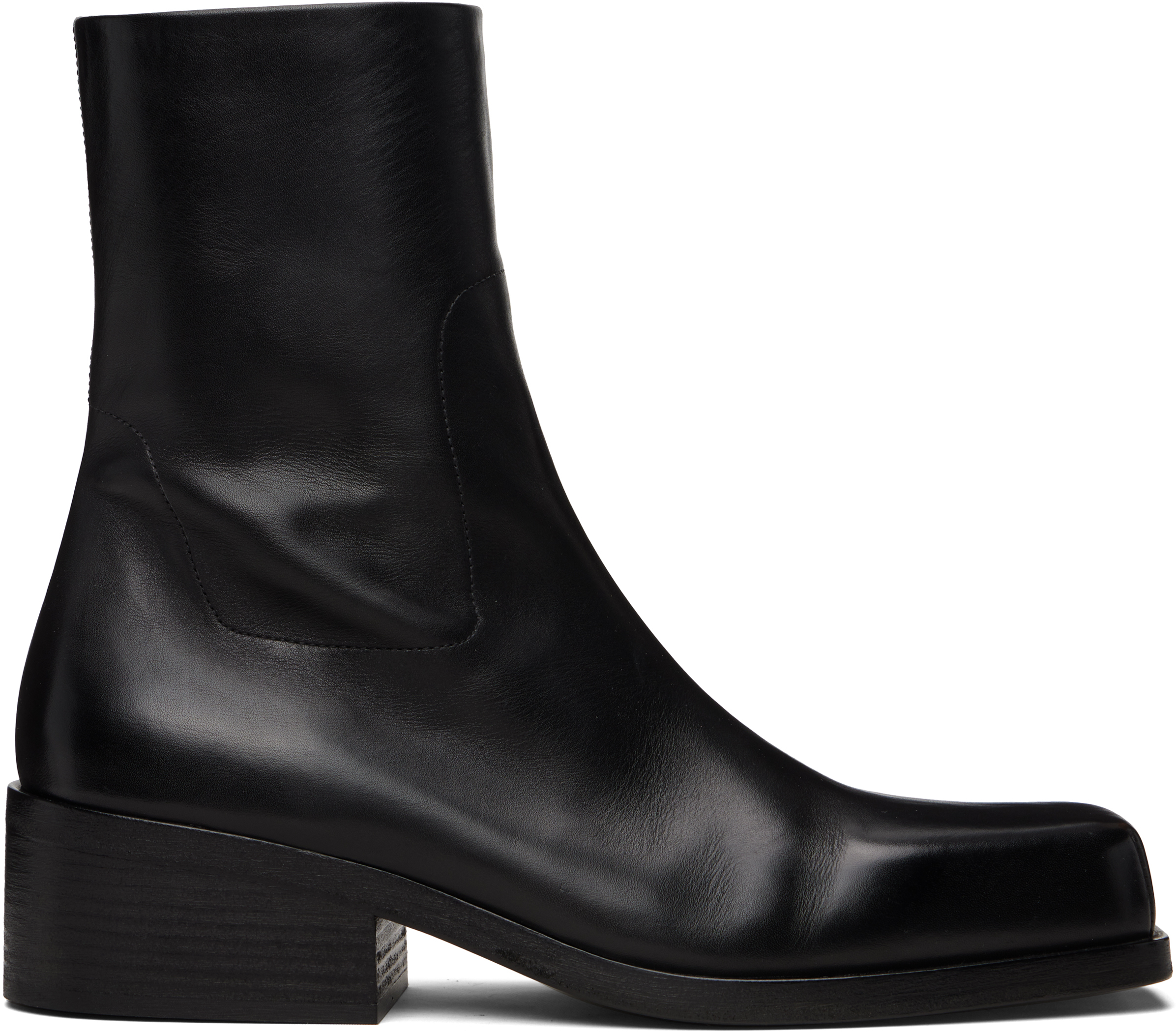 もえMarsèll Cassello leather ankleboots Marsèll: ブラック Cassello ブーツ | SSENSE 日本