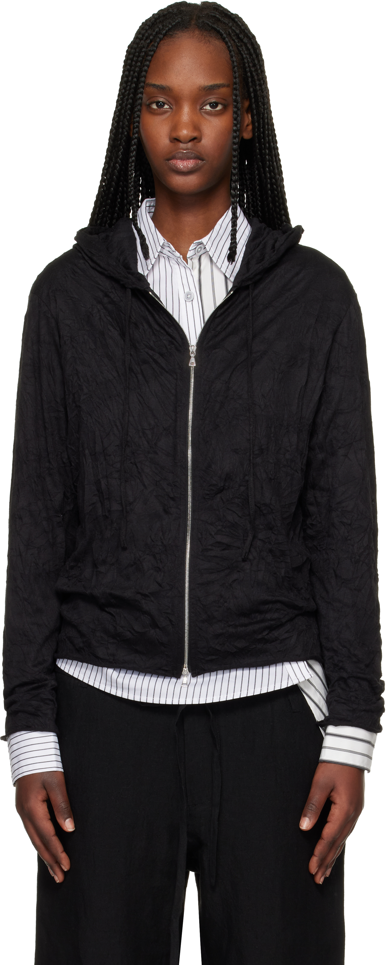 POST ARCHIVE FACTION (PAF): Black Zip Hoodie | SSENSE