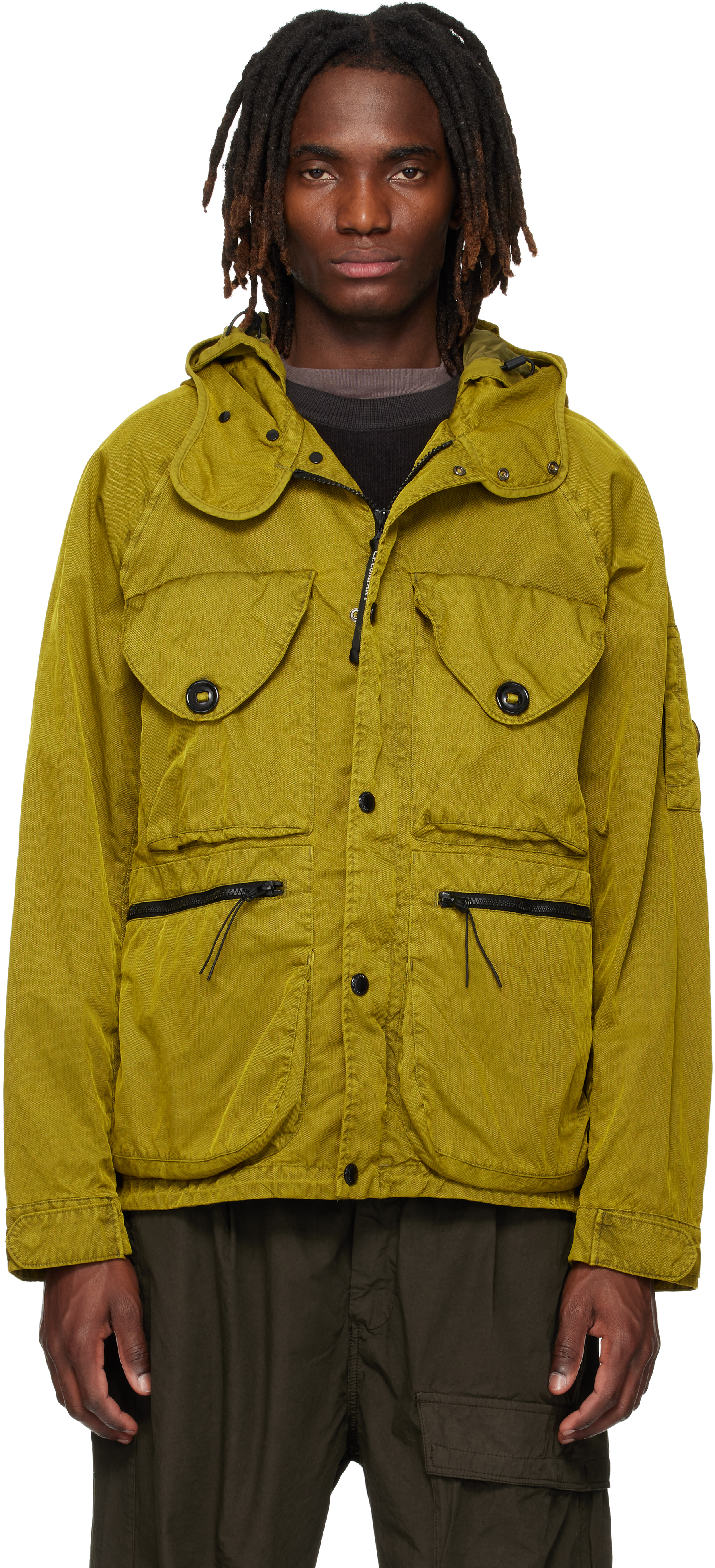 C.P. Company: Khaki Panama-R Mixed Goggle Jacket | SSENSE C.P. Company: Khaki Panama-R Mixed Goggle Jacket | SSENSE