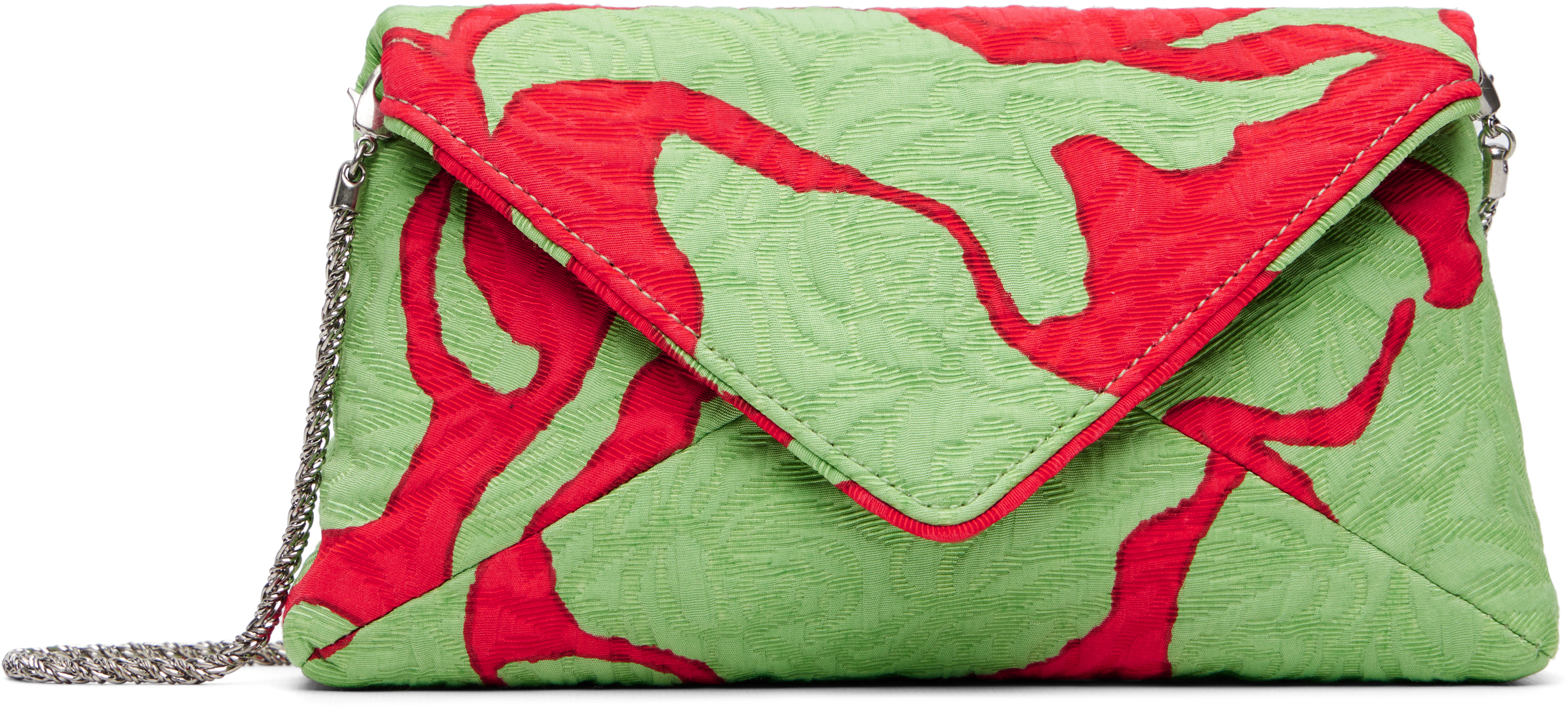 Dries Van Noten: Green & Red Envelope Large Floral Clutch | SSENSE