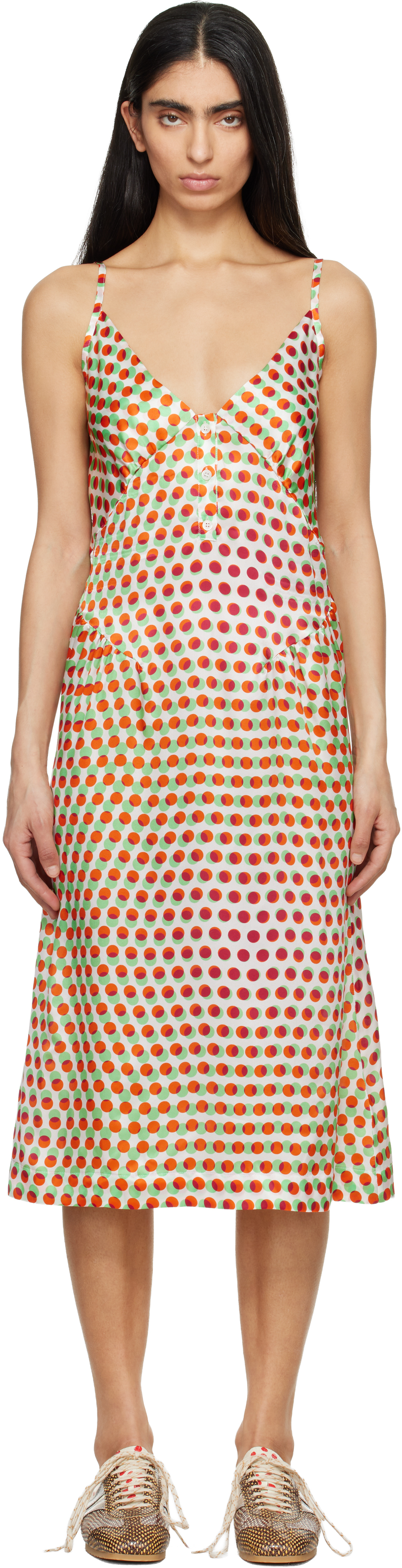 Dries Van Noten Off-White Silk Slip Midi Dress