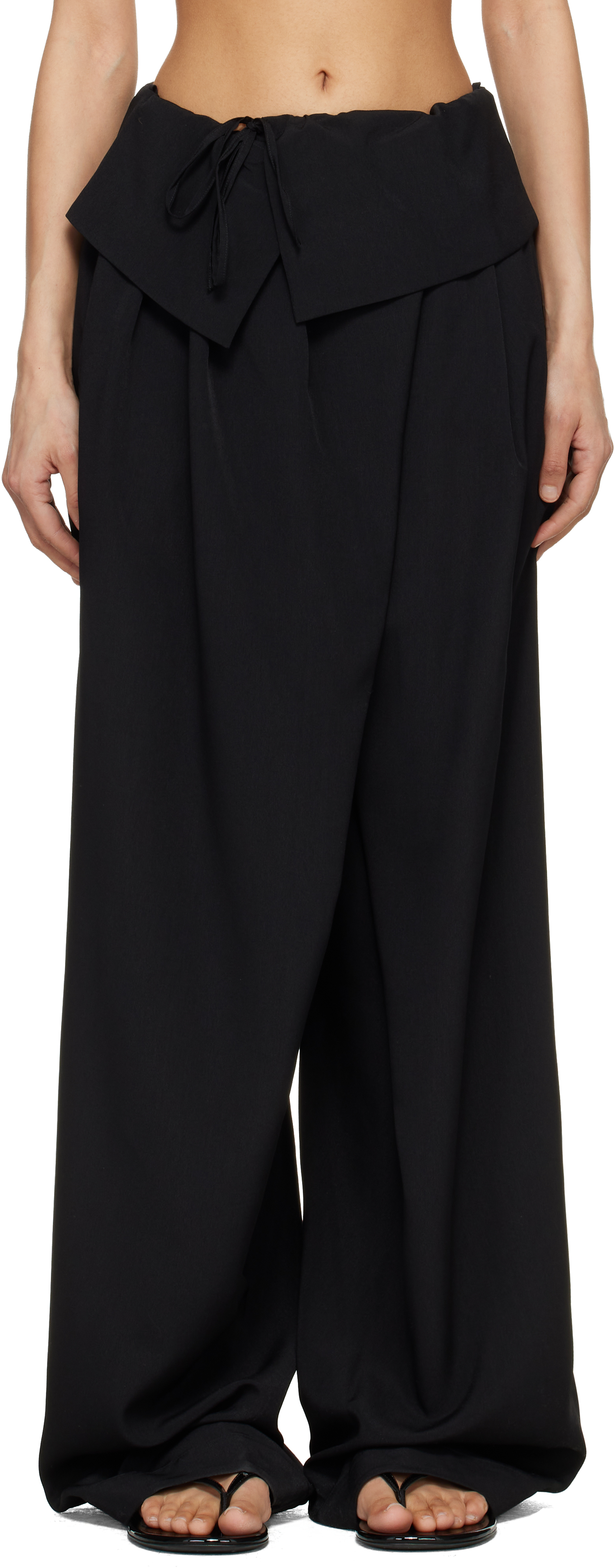 Dries Van Noten Black Draped Trousers