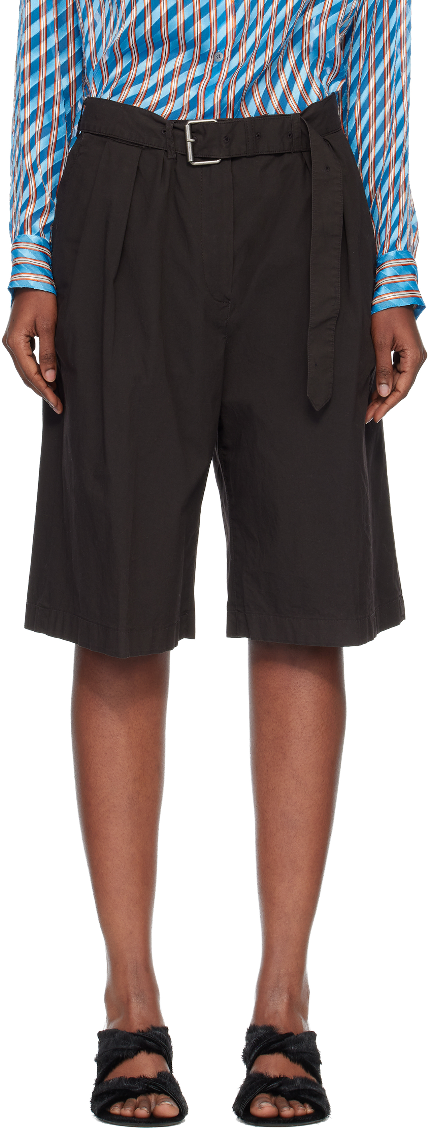 Dries Van Noten Brown Belted Shorts