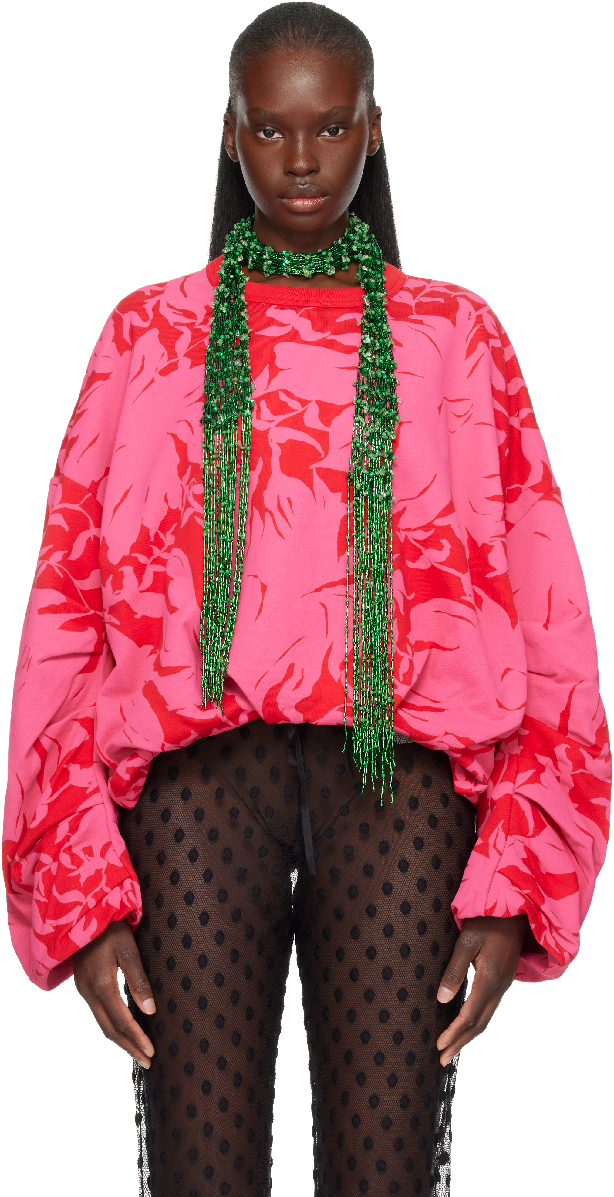Dries Van Noten Red & Pink Draped Sweatshirt