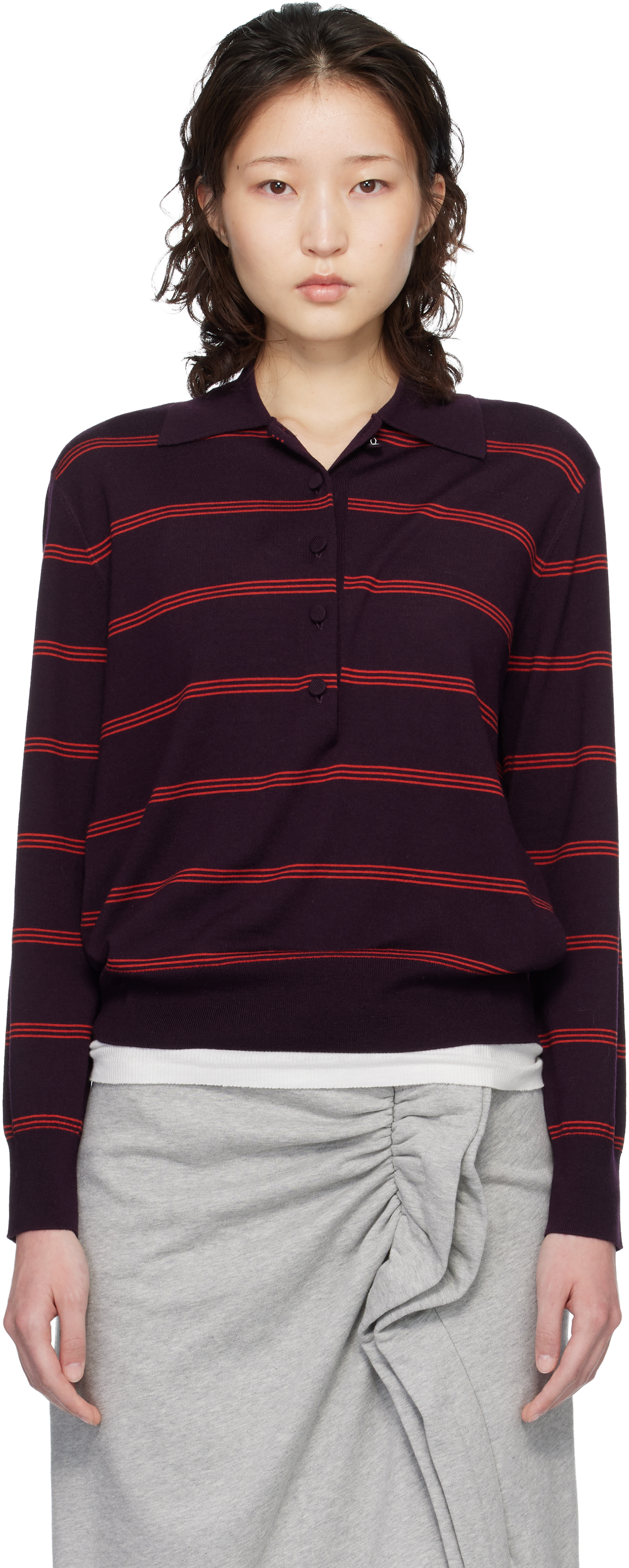 Dries Van Noten Purple Merino Wool Polo