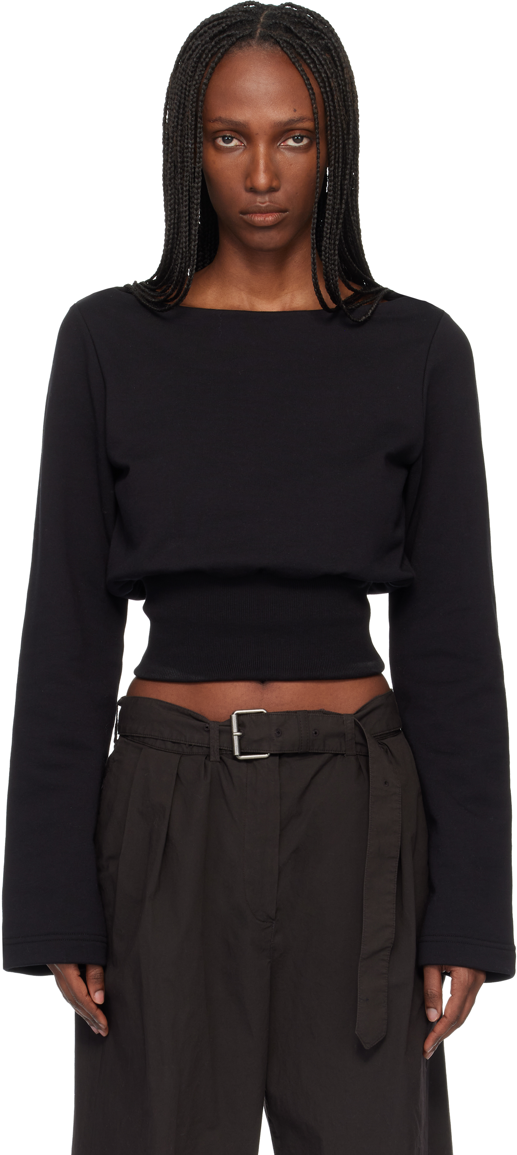 Dries Van Noten: Black Boat Neck T-shirt | SSENSE
