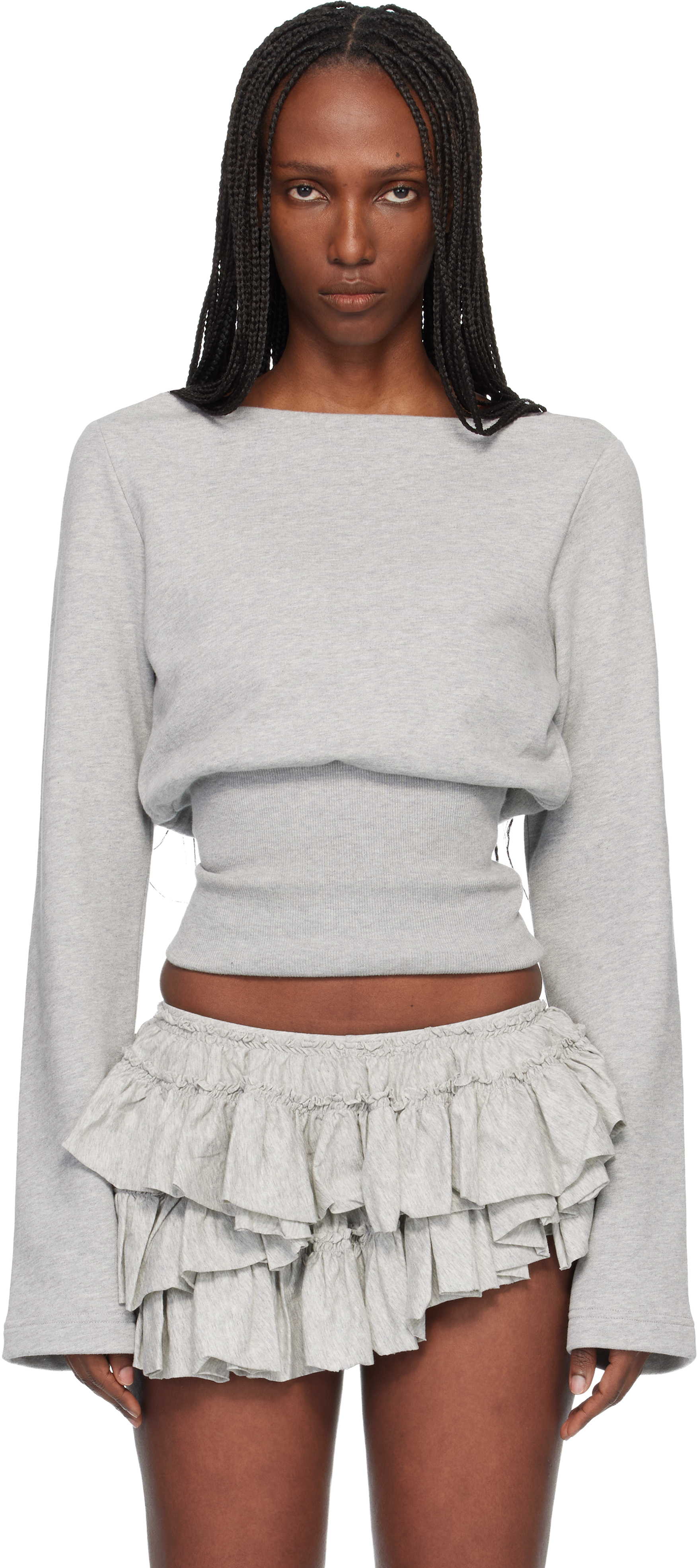 Dries Van Noten Gray Boat Neck T-shirt