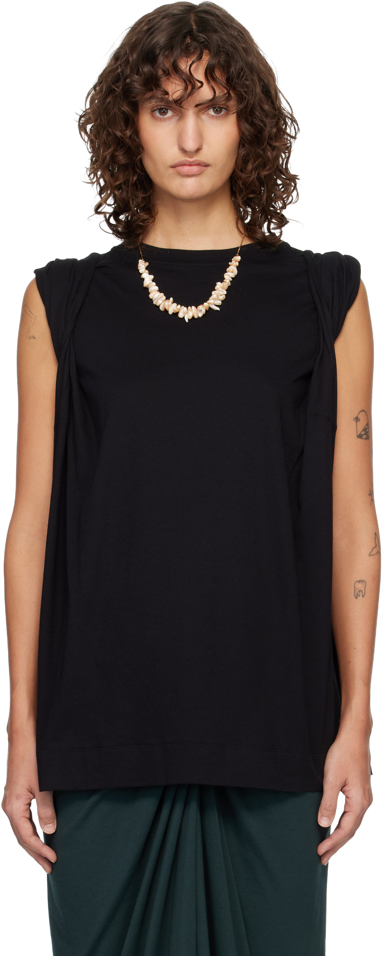 DRIES VAN NOTEN ノースリーブトップス Dries Van Noten: ブラック ルーズ ノースリーブTシャツ | SSENSE 日本
