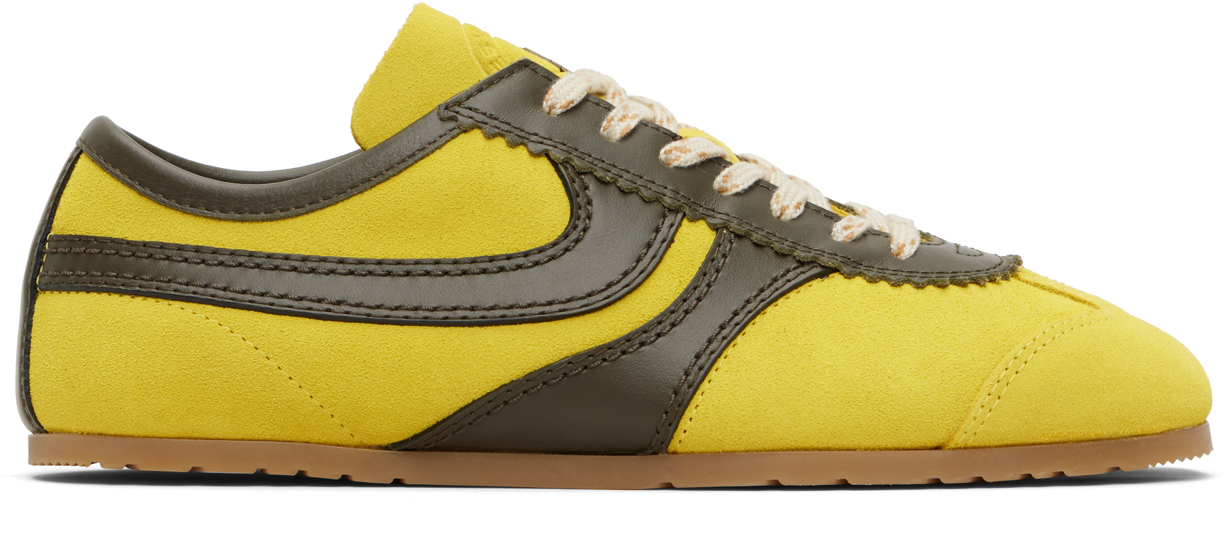 Dries Van Noten: Yellow & Khaki Suede Sneakers | SSENSE