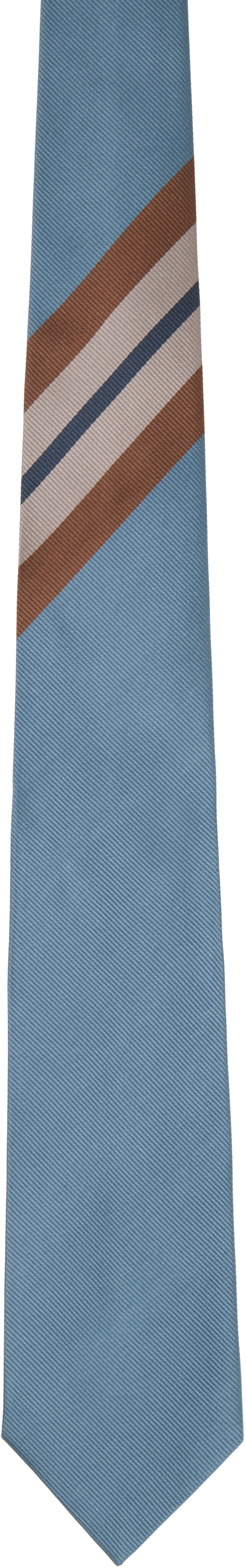 Dries Van Noten: Blue Printed Silk Tie | SSENSE