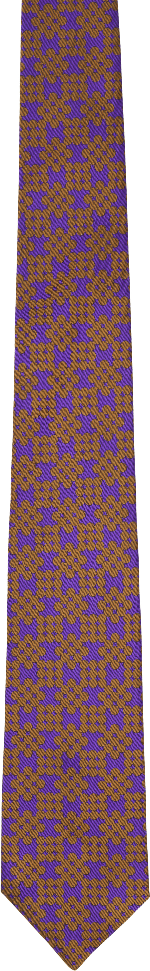 Dries Van Noten: Purple & Orange Printed Silk Tie | SSENSE