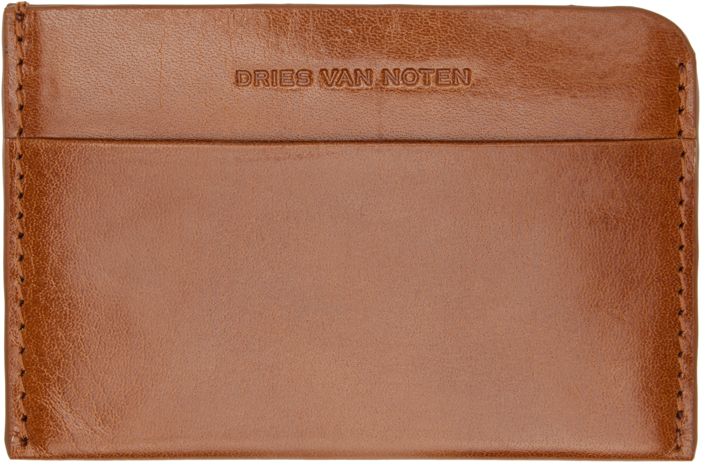 名刺入れ/定期入れ Dries Van Noten Leather Card Holder - Dries Van Noten: Brown Leather Card Holder | SSENSE