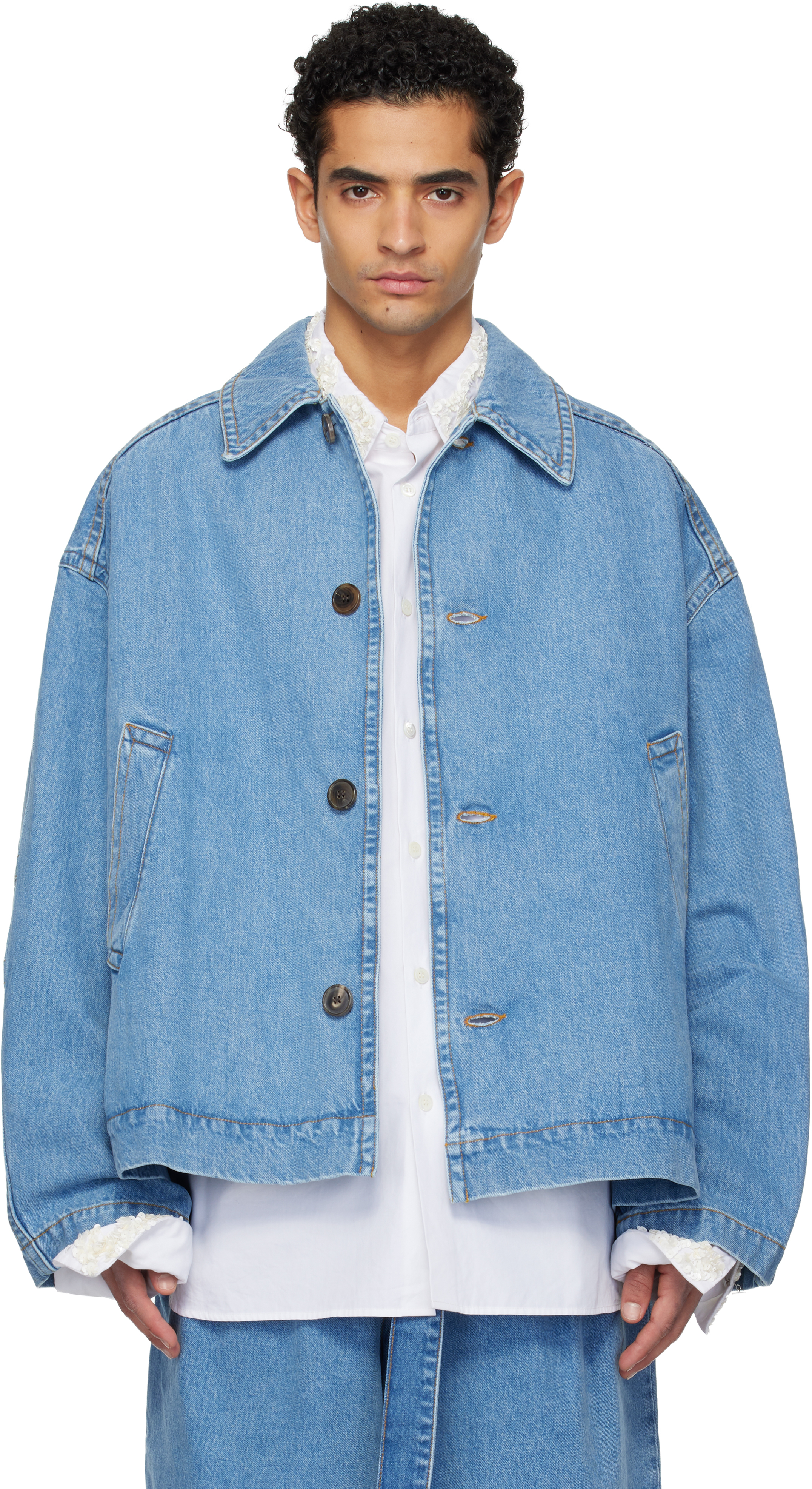 Dries Van Noten: Blue Heavyweight Denim Jacket | SSENSE