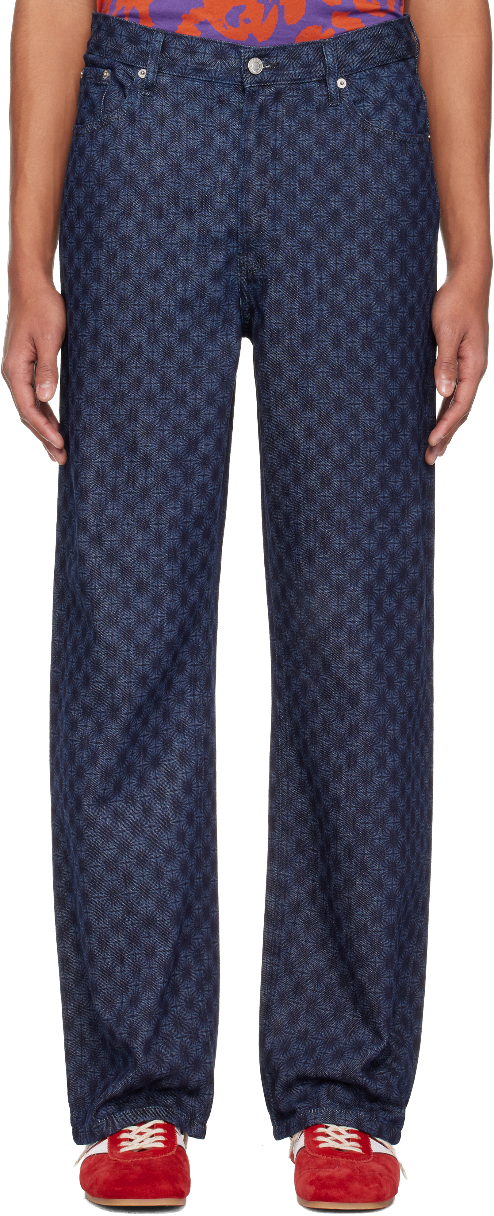Dries Van Noten: Navy Floral Jeans | SSENSE