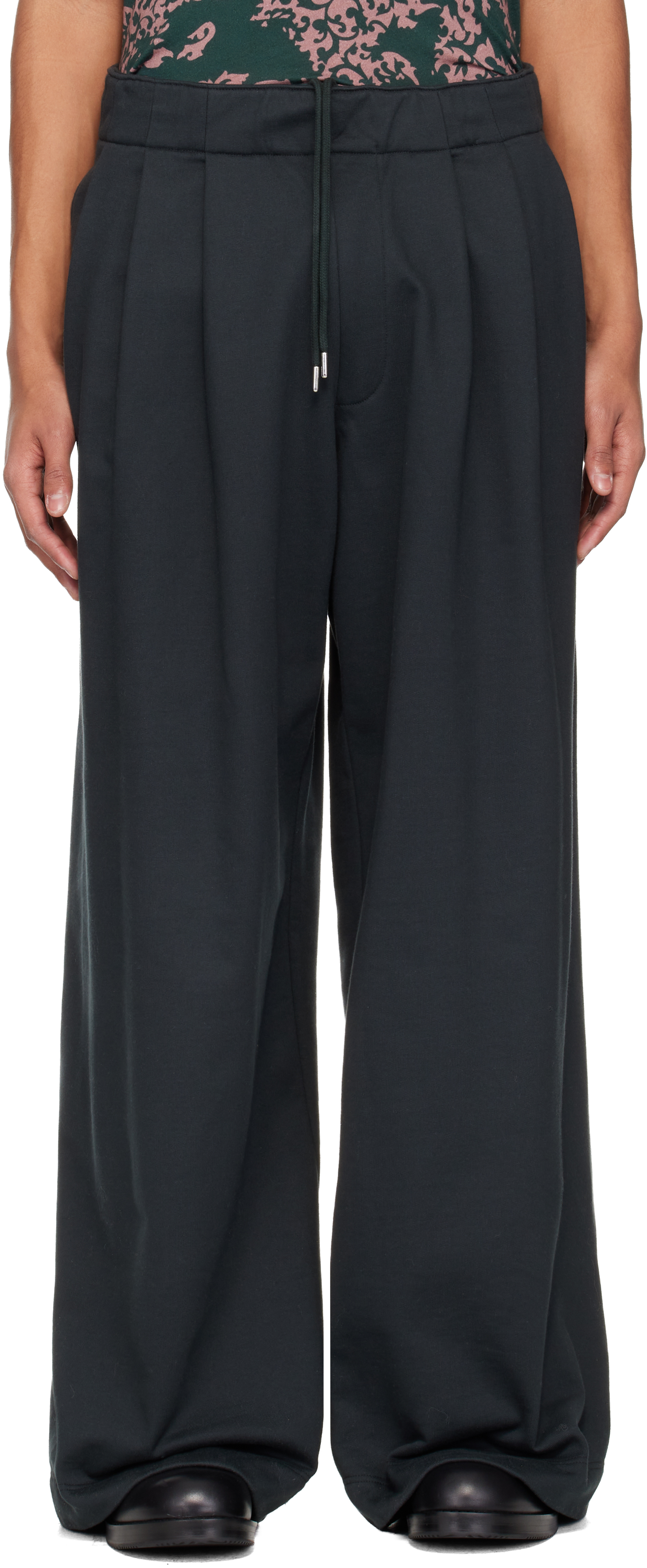 パンツ Dries Van Noten black wide tuck pants dries van noten ブラックワイドタックパンツ