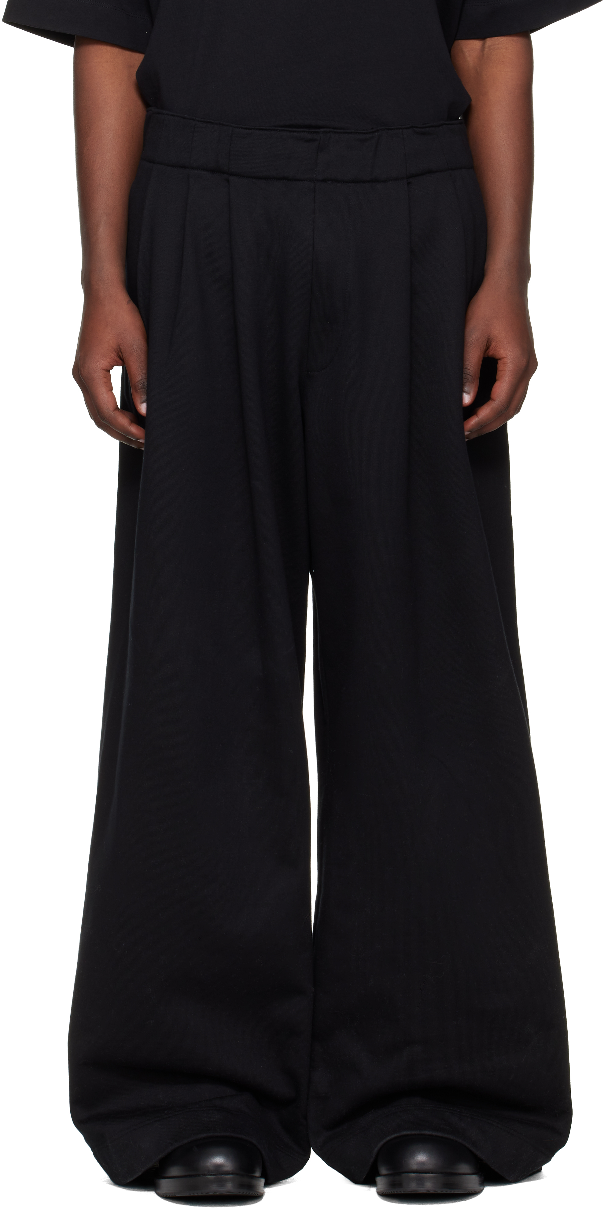 Dries Van Noten: Black Pleated Sweatpants | SSENSE