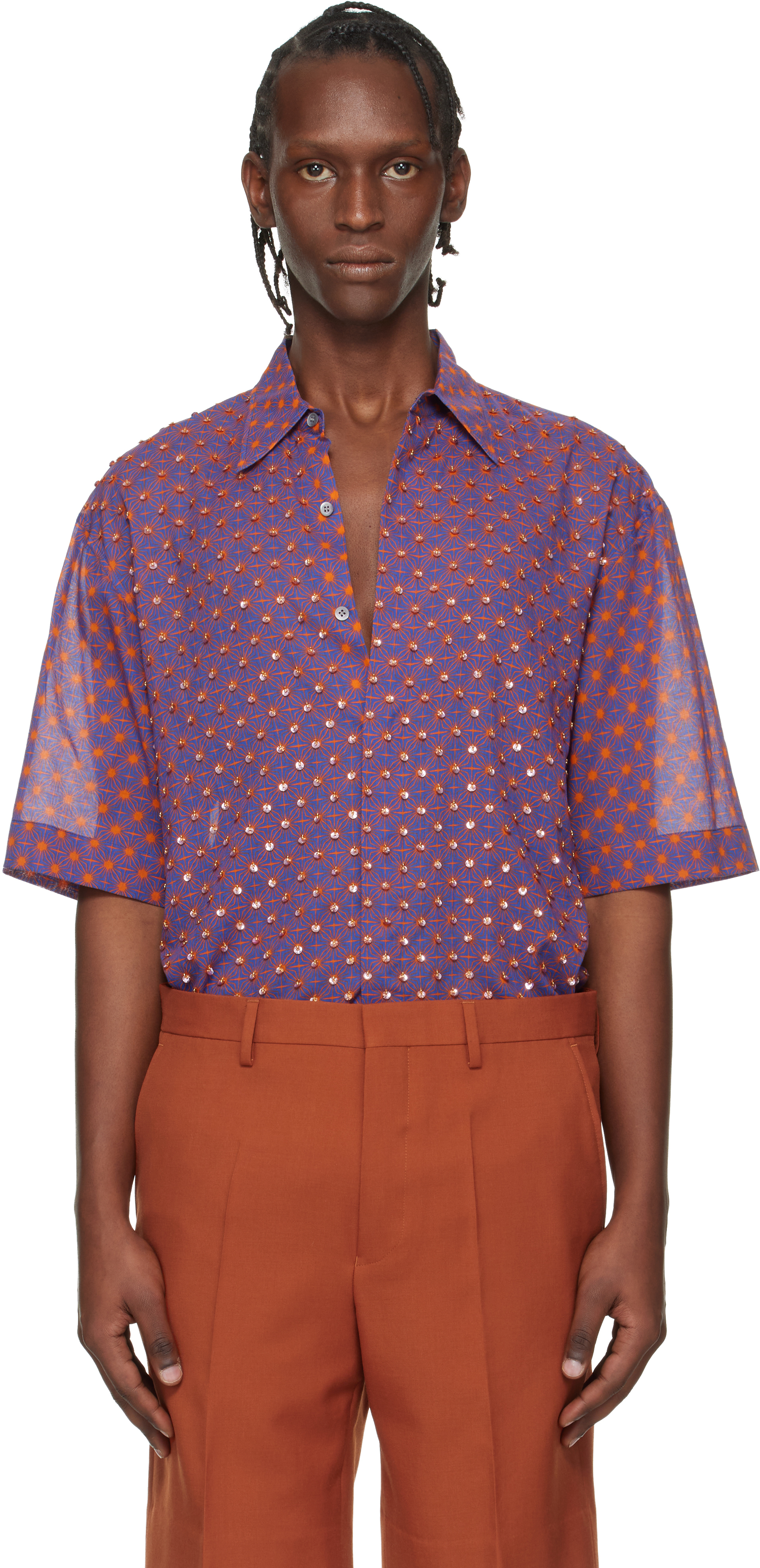 Dries Van Noten: Purple Sequinned Shirt | SSENSE