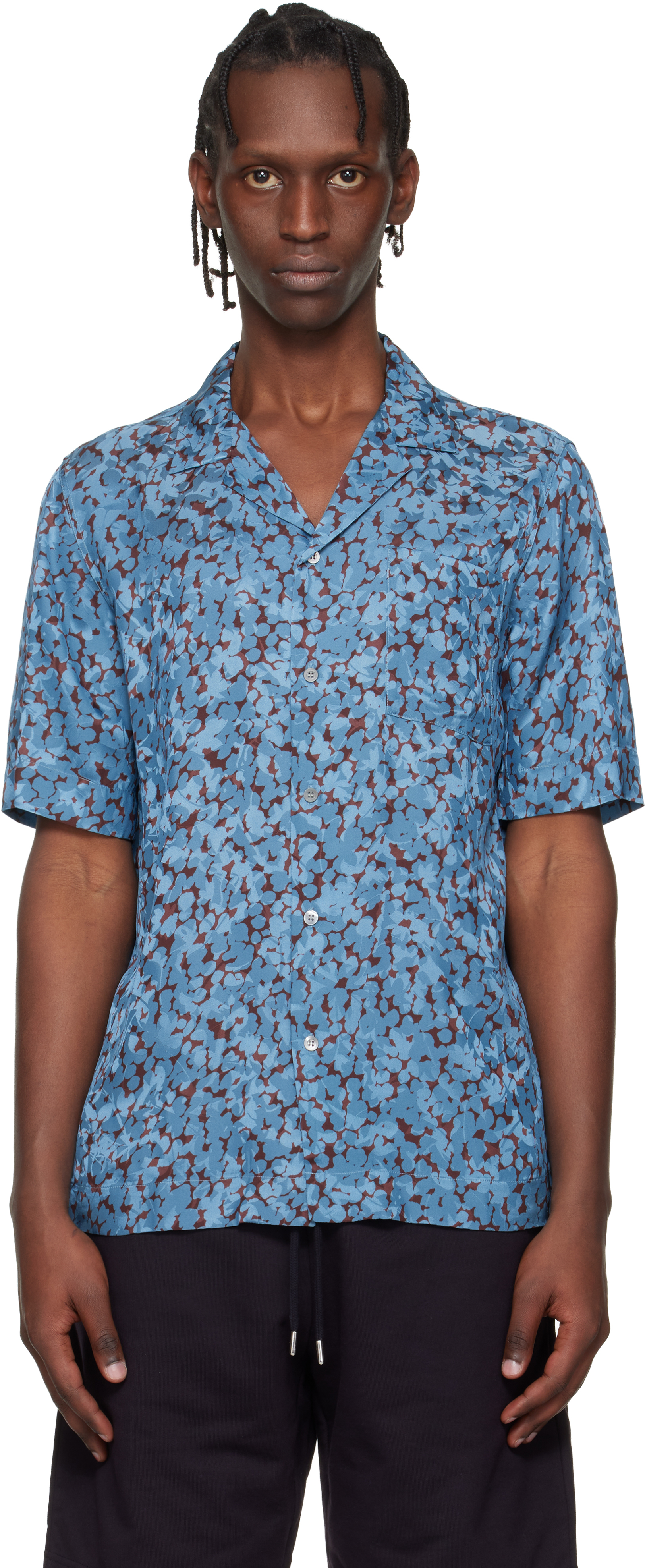 Dries Van Noten: ブルー フローラル シャツ | SSENSE 日本