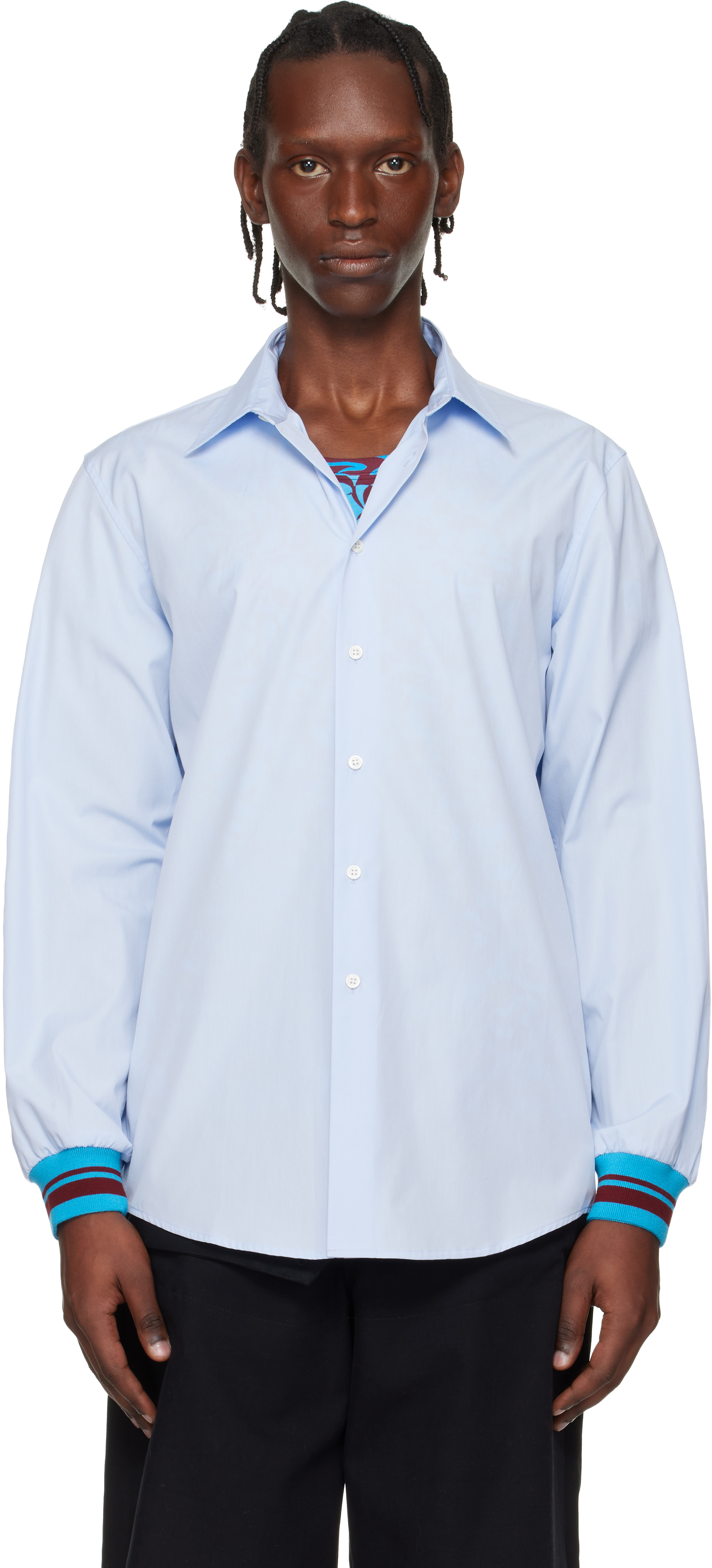 Dries Van Noten: ブルー ポプリン シャツ | SSENSE 日本