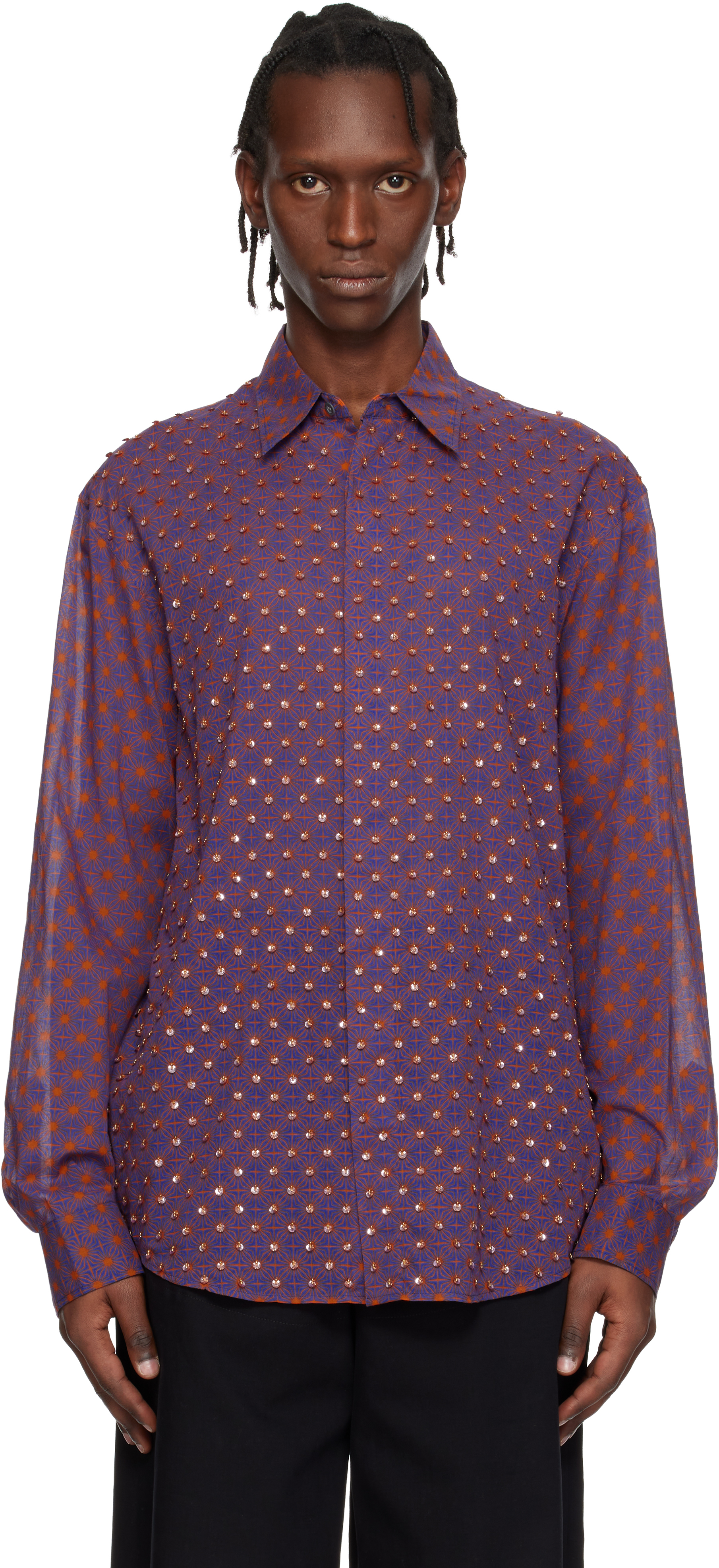 Dries Van Noten: パープル スパンコール シャツ | SSENSE 日本