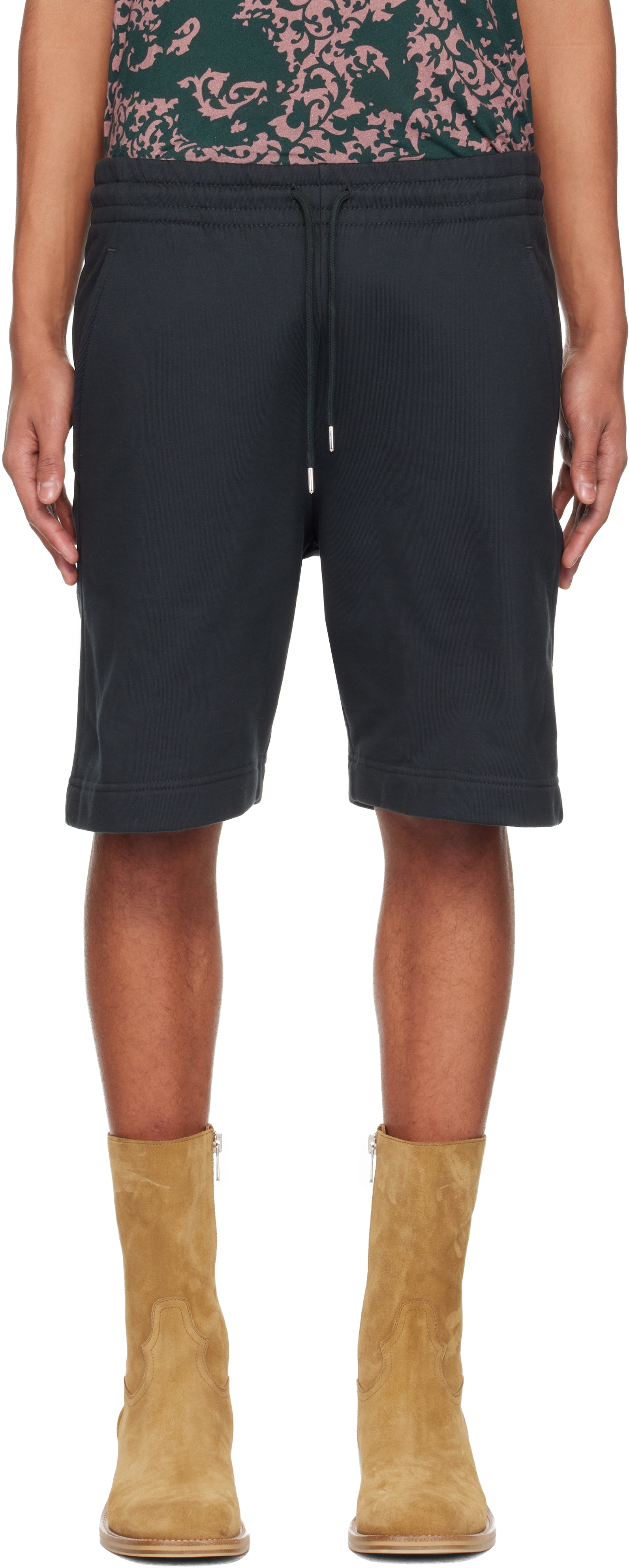 Dries Van Noten: ブラック ドローストリング ショートパンツ | SSENSE