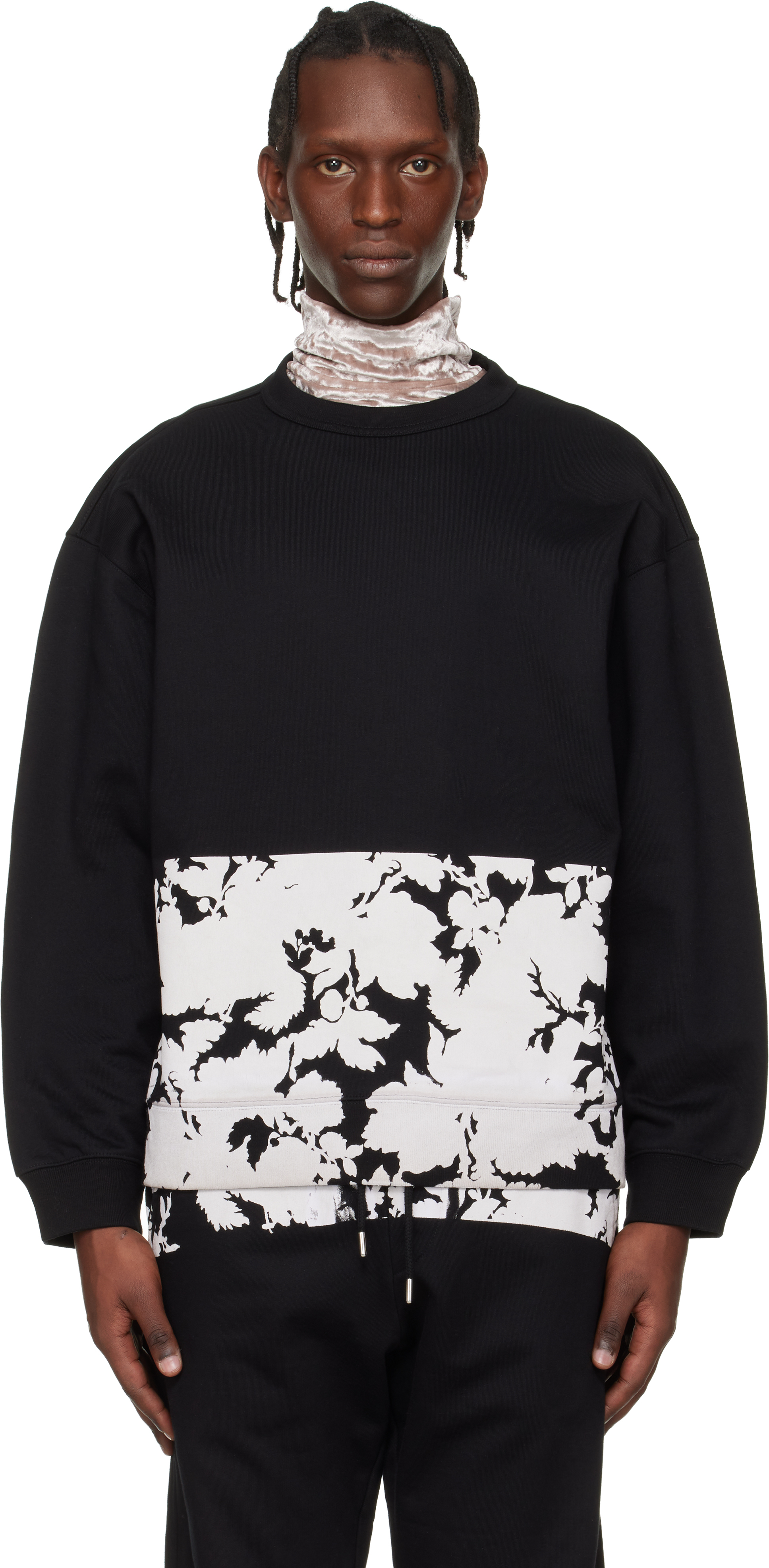 Dries Van Noten: Black Printed Sweatshirt | SSENSE