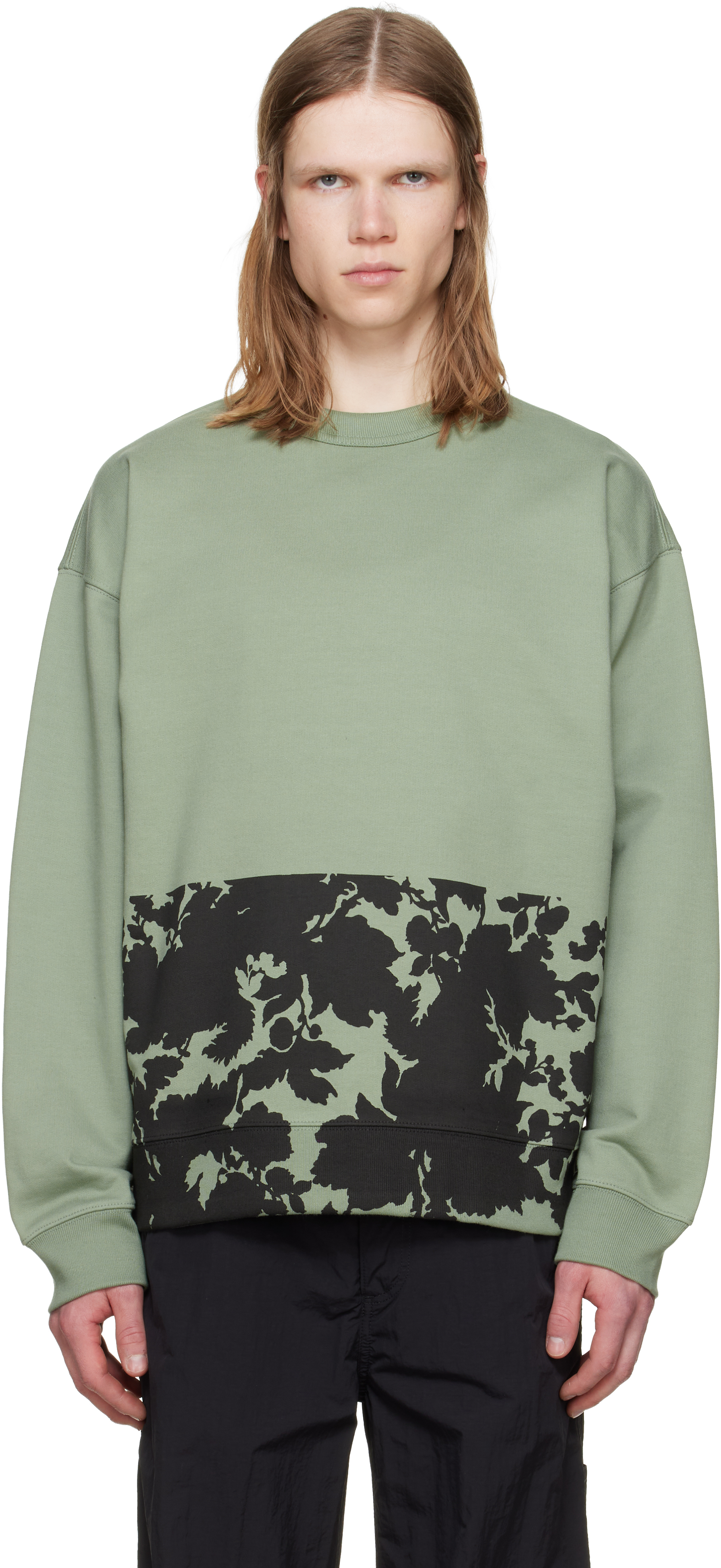 Dries Van Noten: Green Floral Sweatshirt | SSENSE