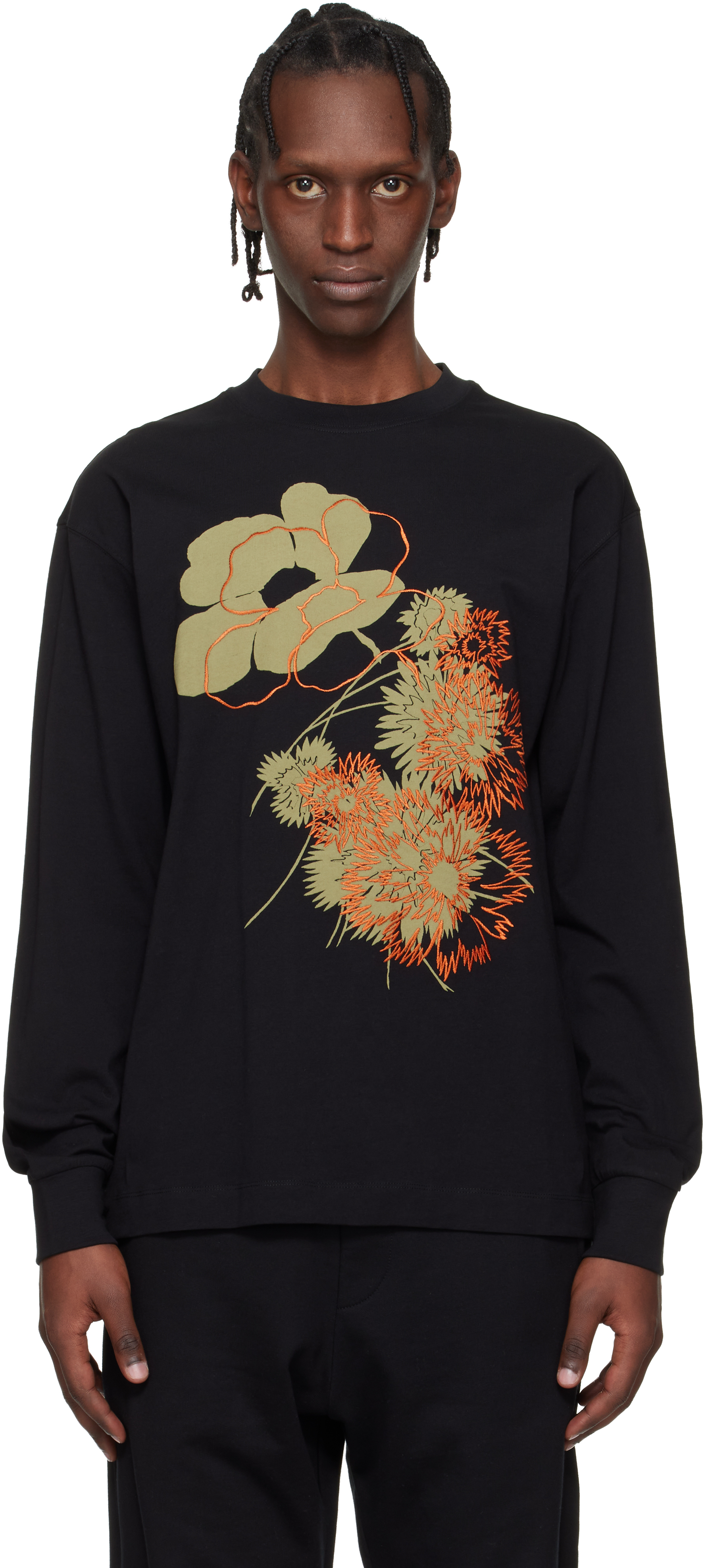 Dries Van Noten: ブラック フローラル Tシャツ | SSENSE 日本