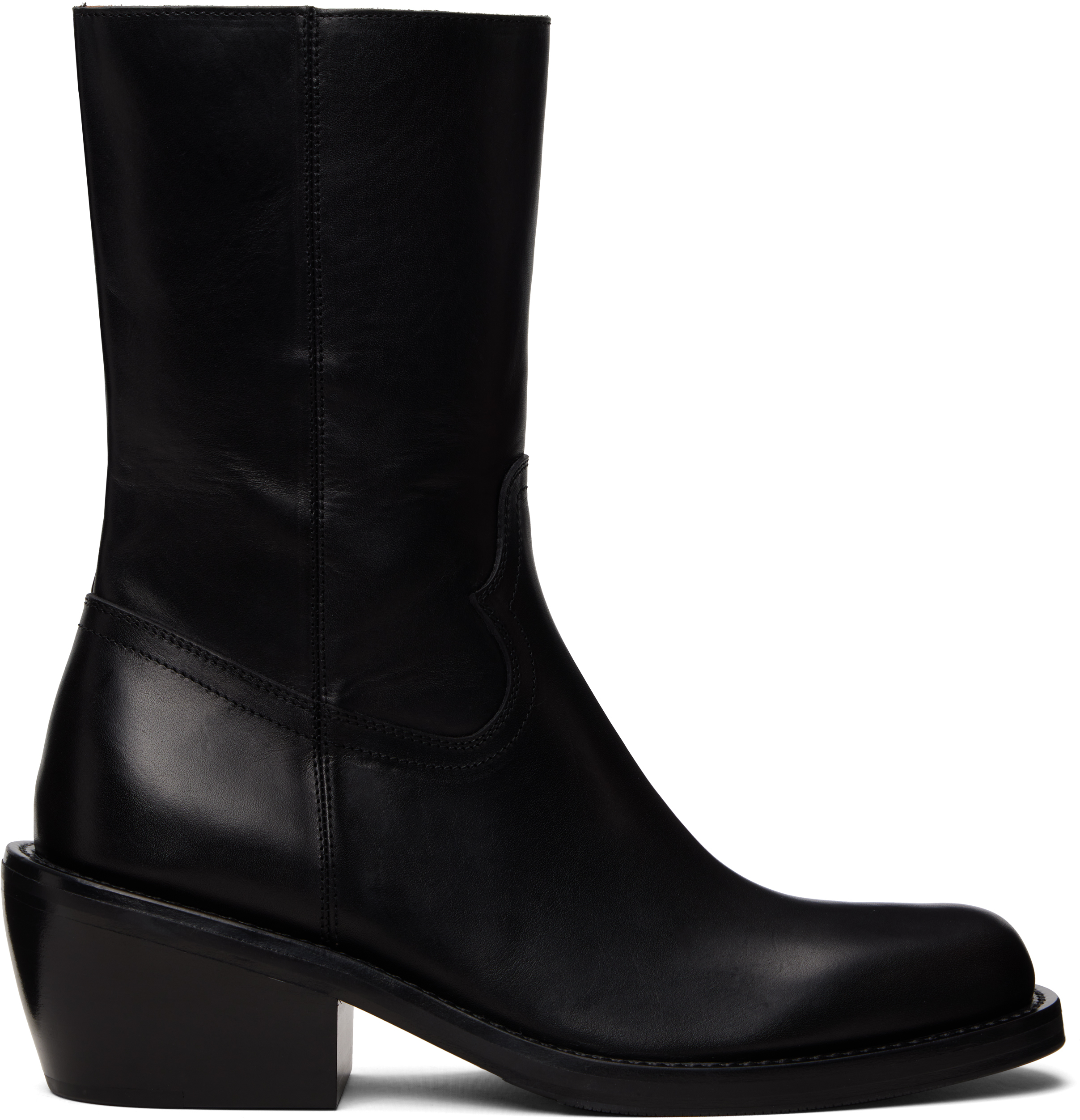 Dries Van Noten: Black Leather Boots | SSENSE