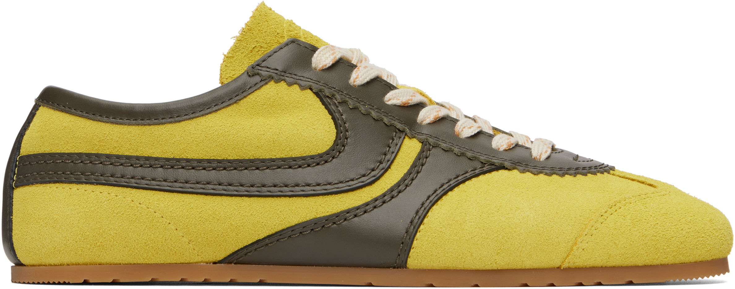 Dries Van Noten: イエロー＆カーキ スエード スニーカー | SSENSE 日本